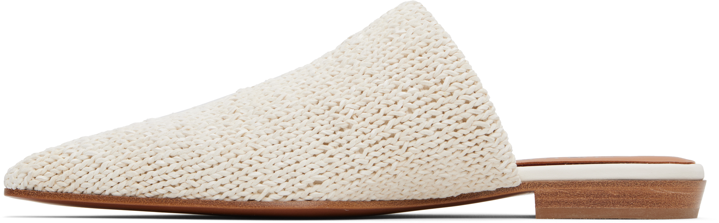 Alexander Mcqueen Off-white Birdee Leather Knit Mules In 9210 Ivory