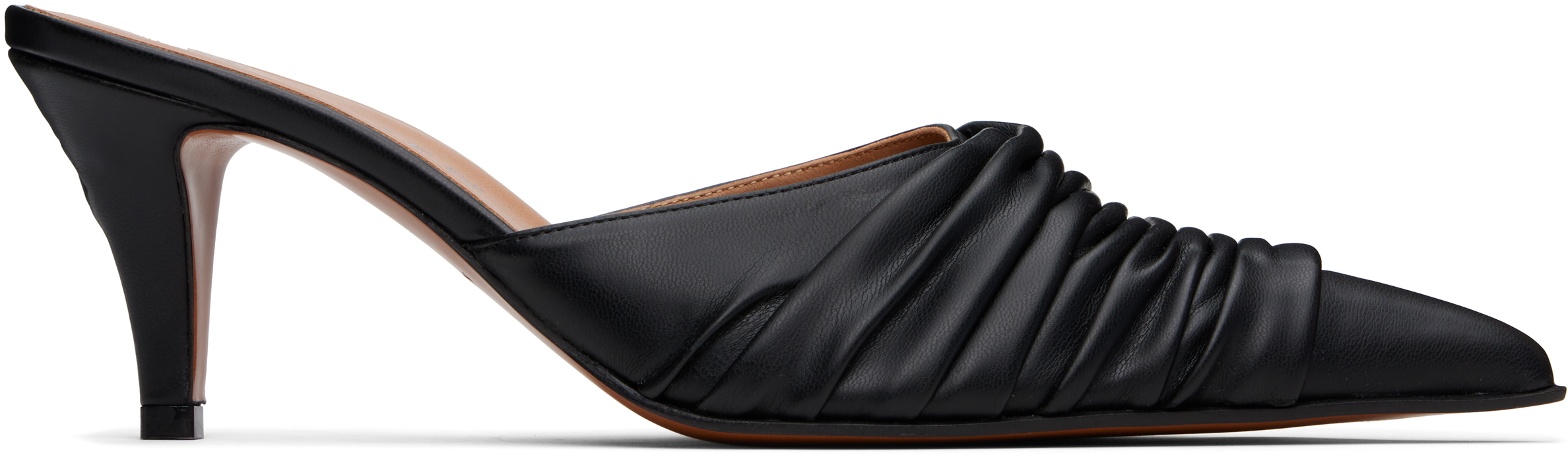 Black Birdee Ruched Mules