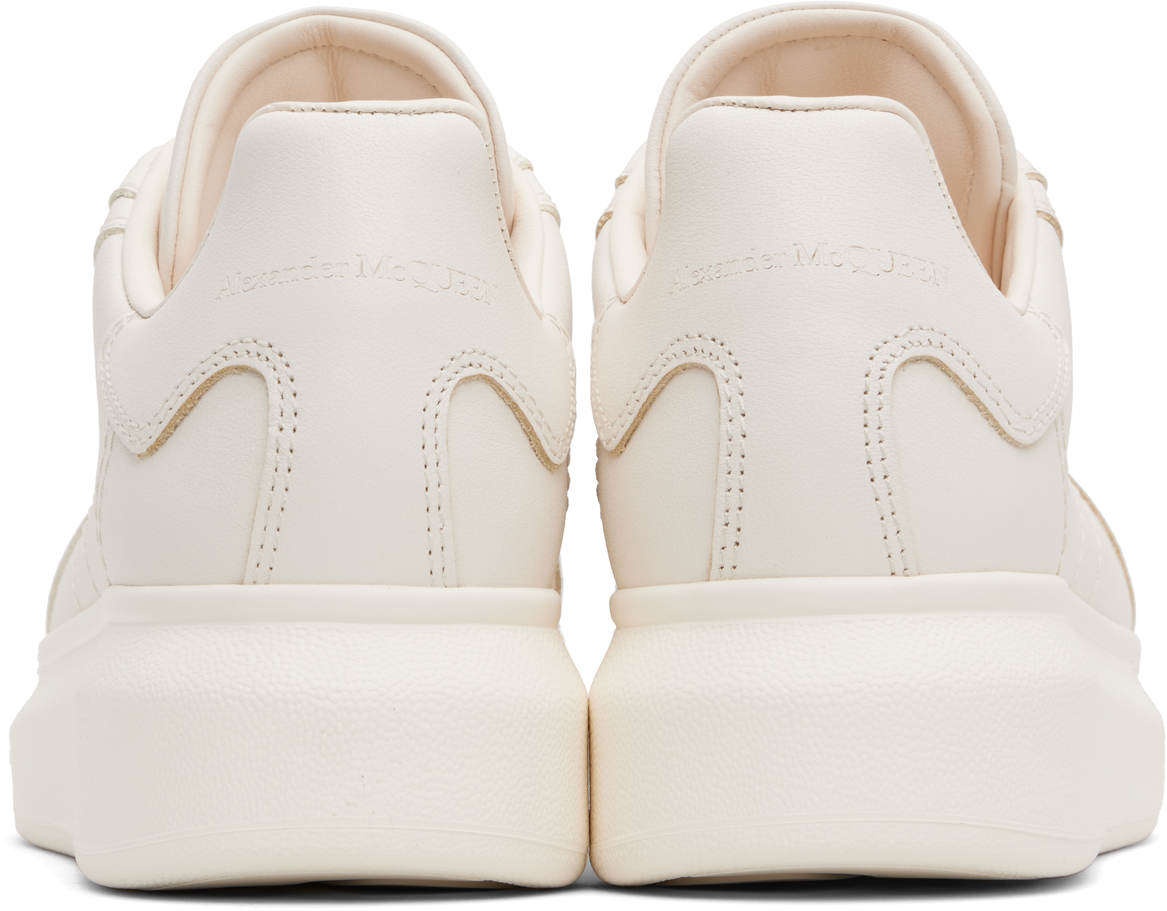 Alexander Mcqueen White Sneakers With Logo Patch On The Tongue And Embossed Logo On The Heel In Leather Woman In 9348 Off White