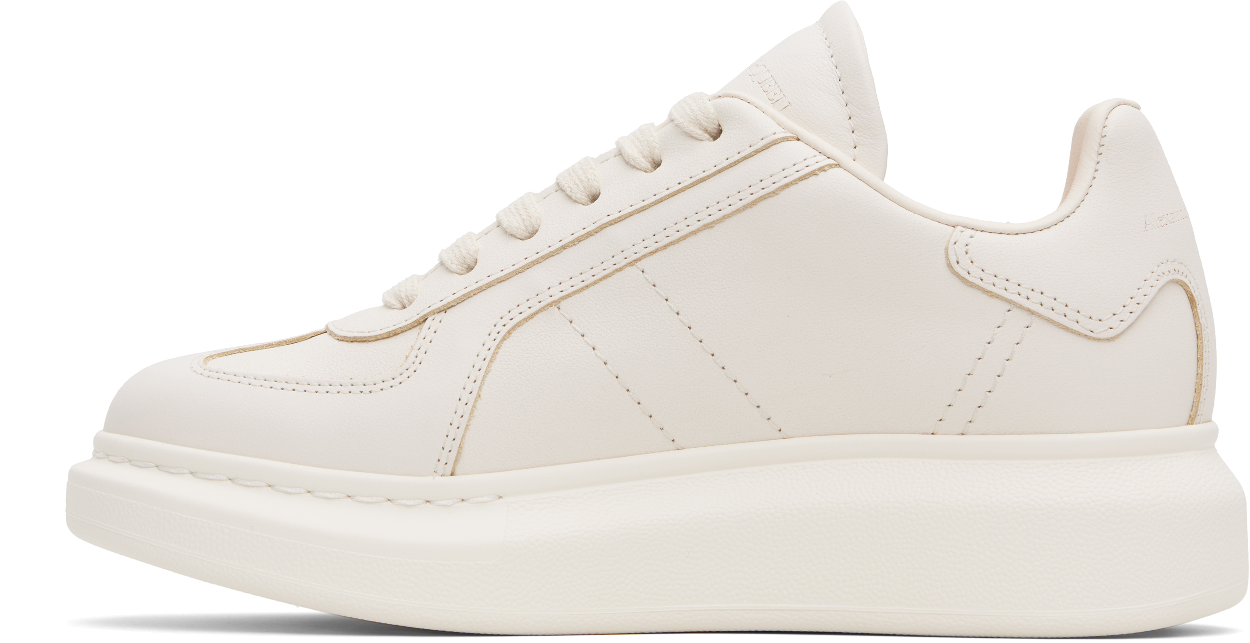 Alexander Mcqueen White Sneakers With Logo Patch On The Tongue And Embossed Logo On The Heel In Leather Woman In 9348 Off White