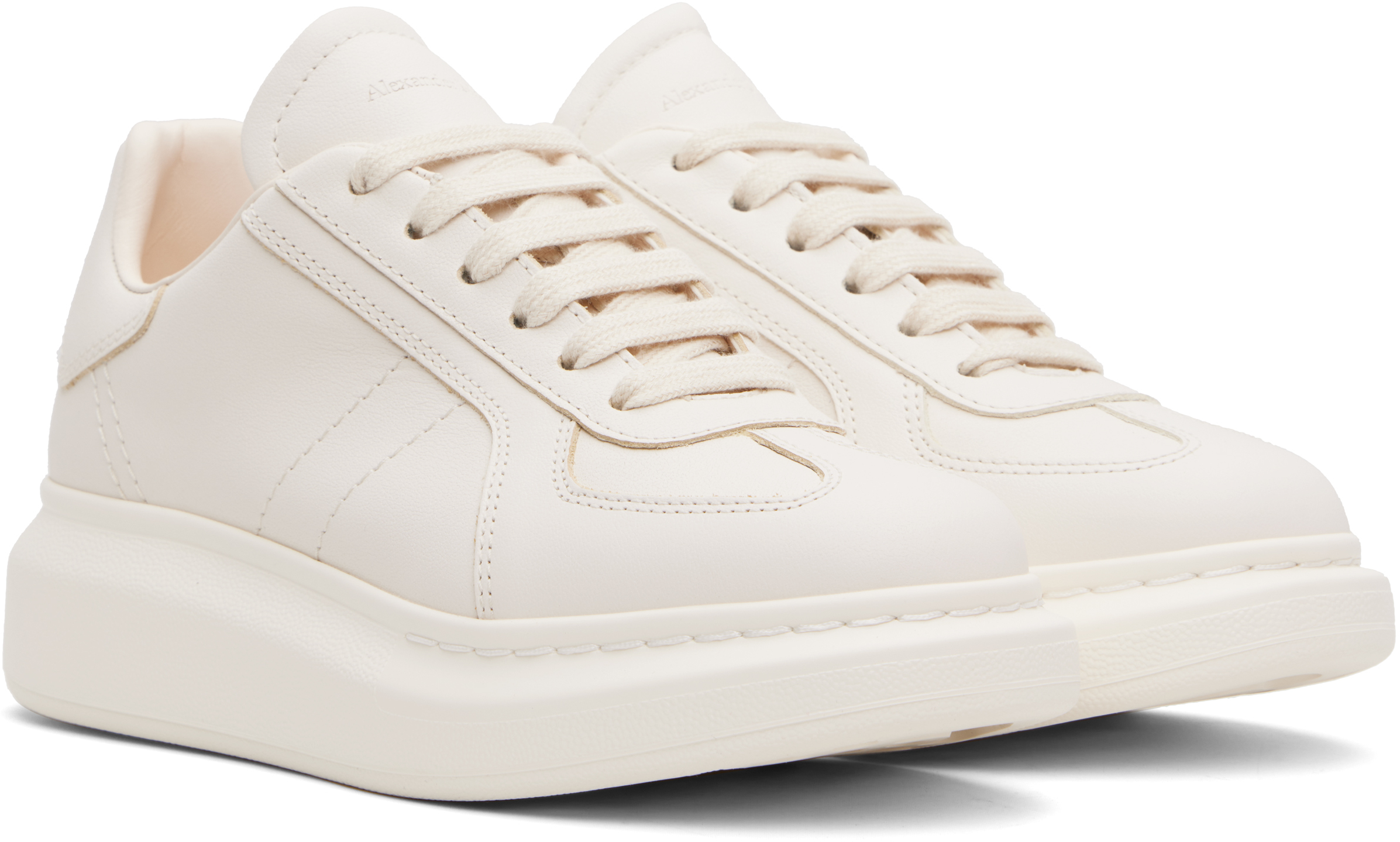 Alexander Mcqueen White Sneakers With Logo Patch On The Tongue And Embossed Logo On The Heel In Leather Woman In 9348 Off White