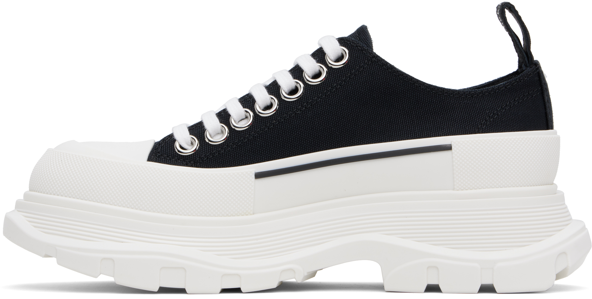Alexander Mcqueen Black Canvas Tread Slick Sneakers In Multi