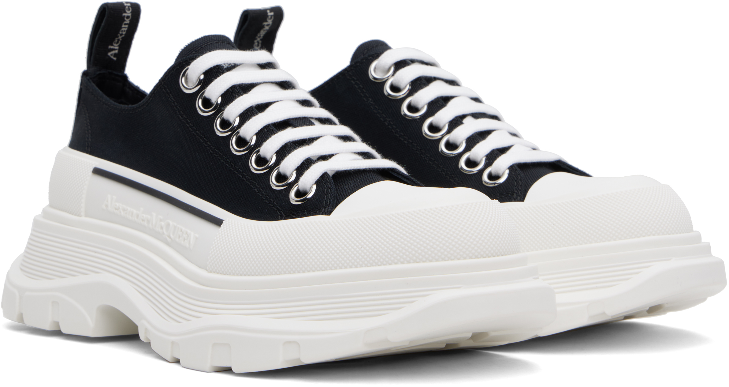 Alexander Mcqueen Black Canvas Tread Slick Sneakers In Multi