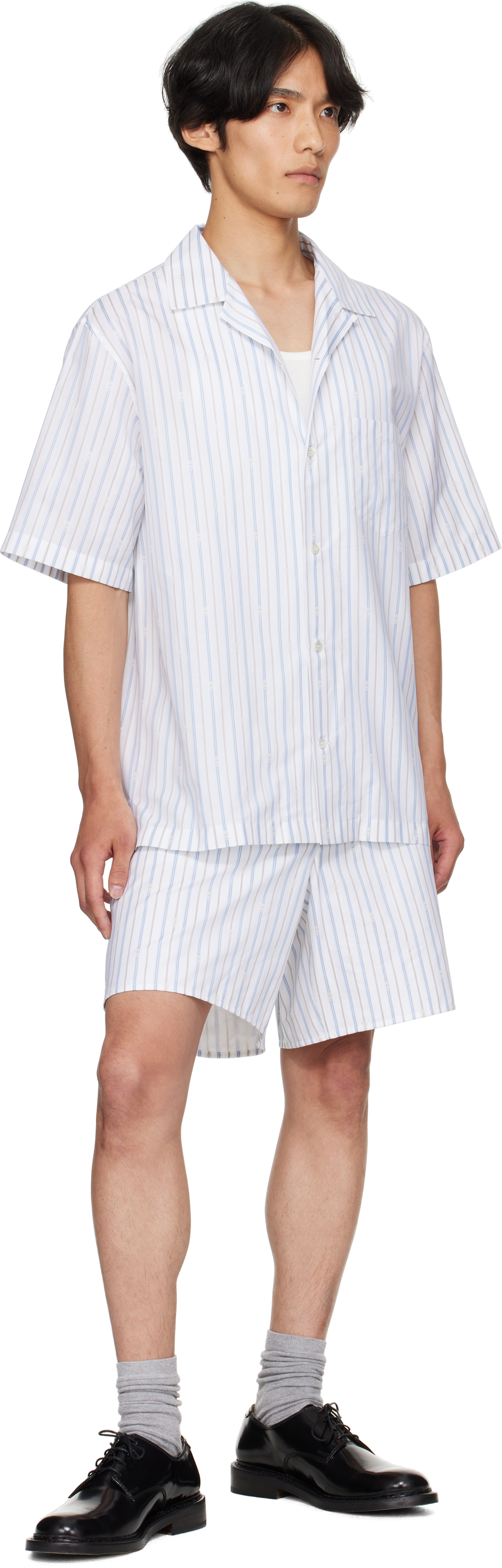 Alexander Mcqueen Striped Pattern Mini Shorts In Blue