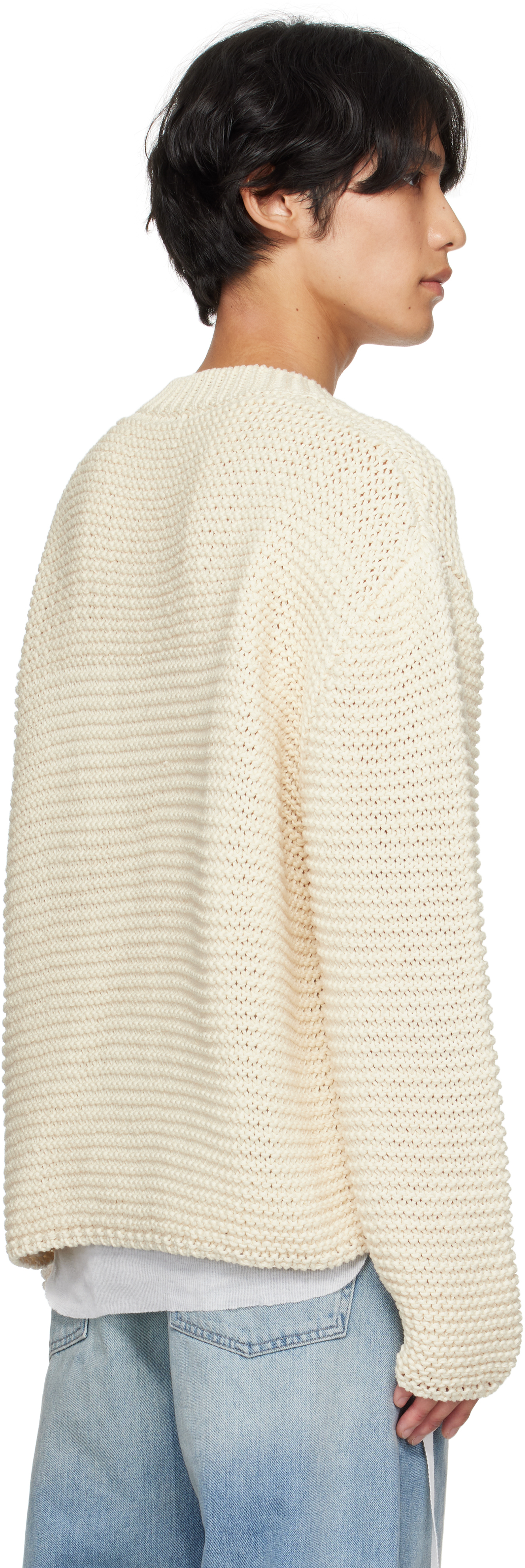 Alexander Mcqueen Graffiti Logo-intarsia Organic-cotton Sweater In Neutral