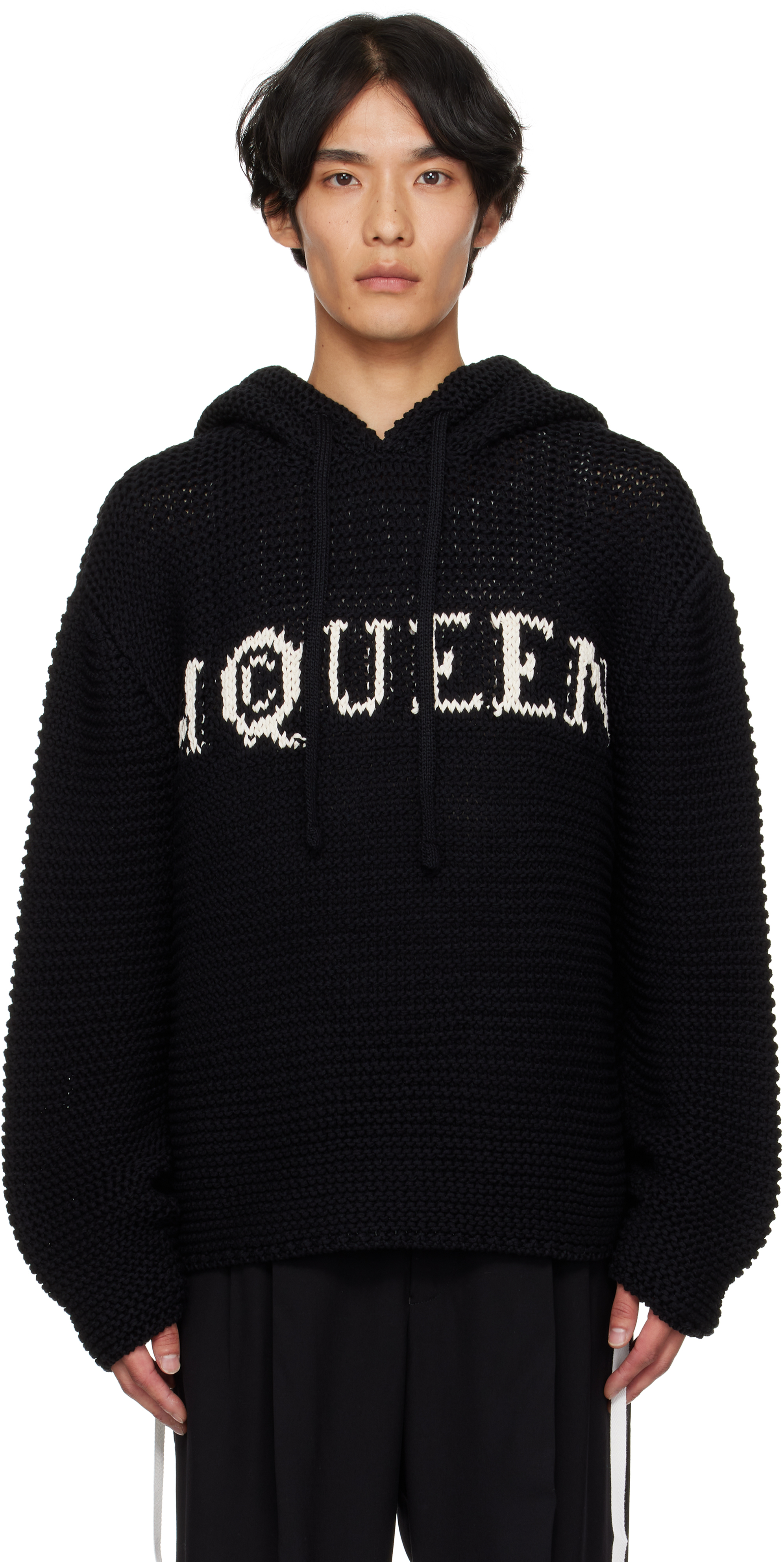 Alexander Mcqueen Black Cropped Hoodie In Black