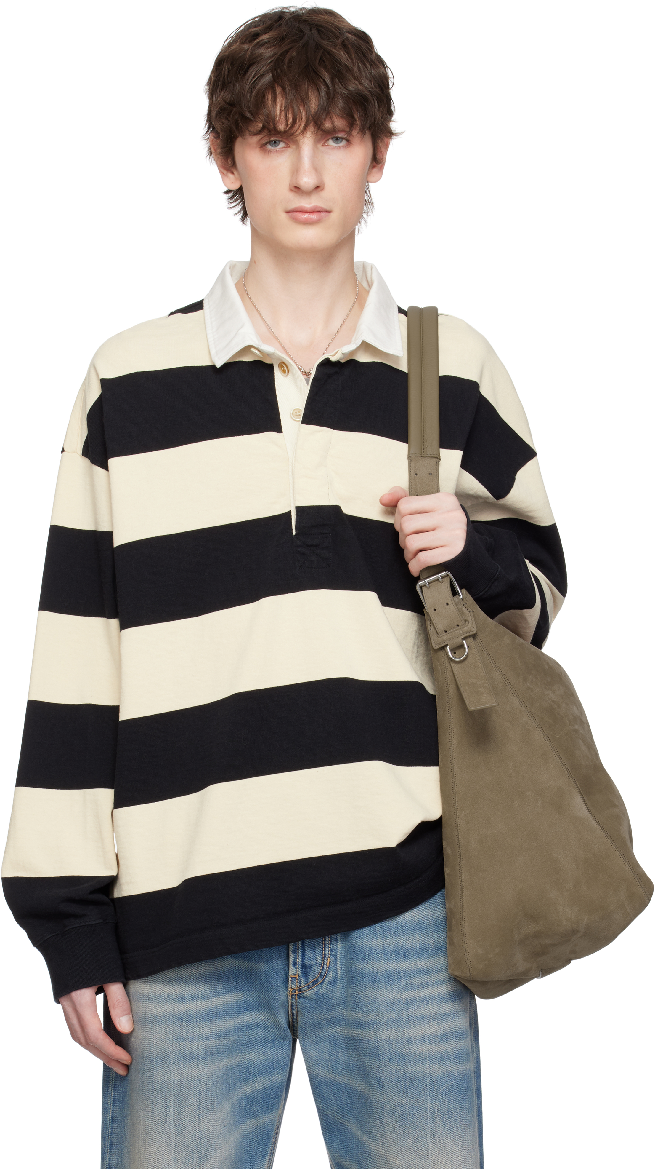 Black & Beige Oversized Rugby Polo by McQueen on Sale