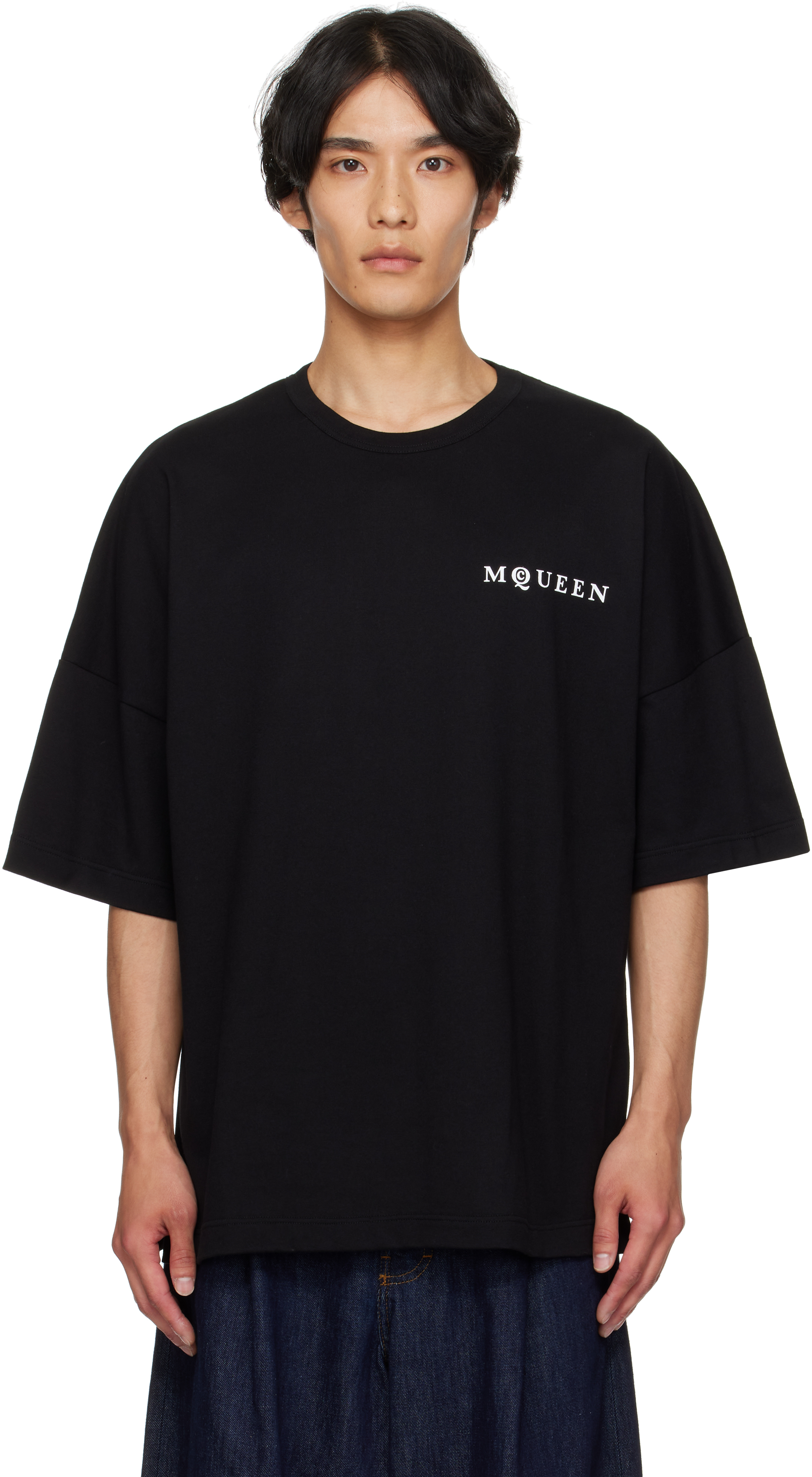 Alexander Mcqueen Black Cotton Clothing T-shirts In Black
