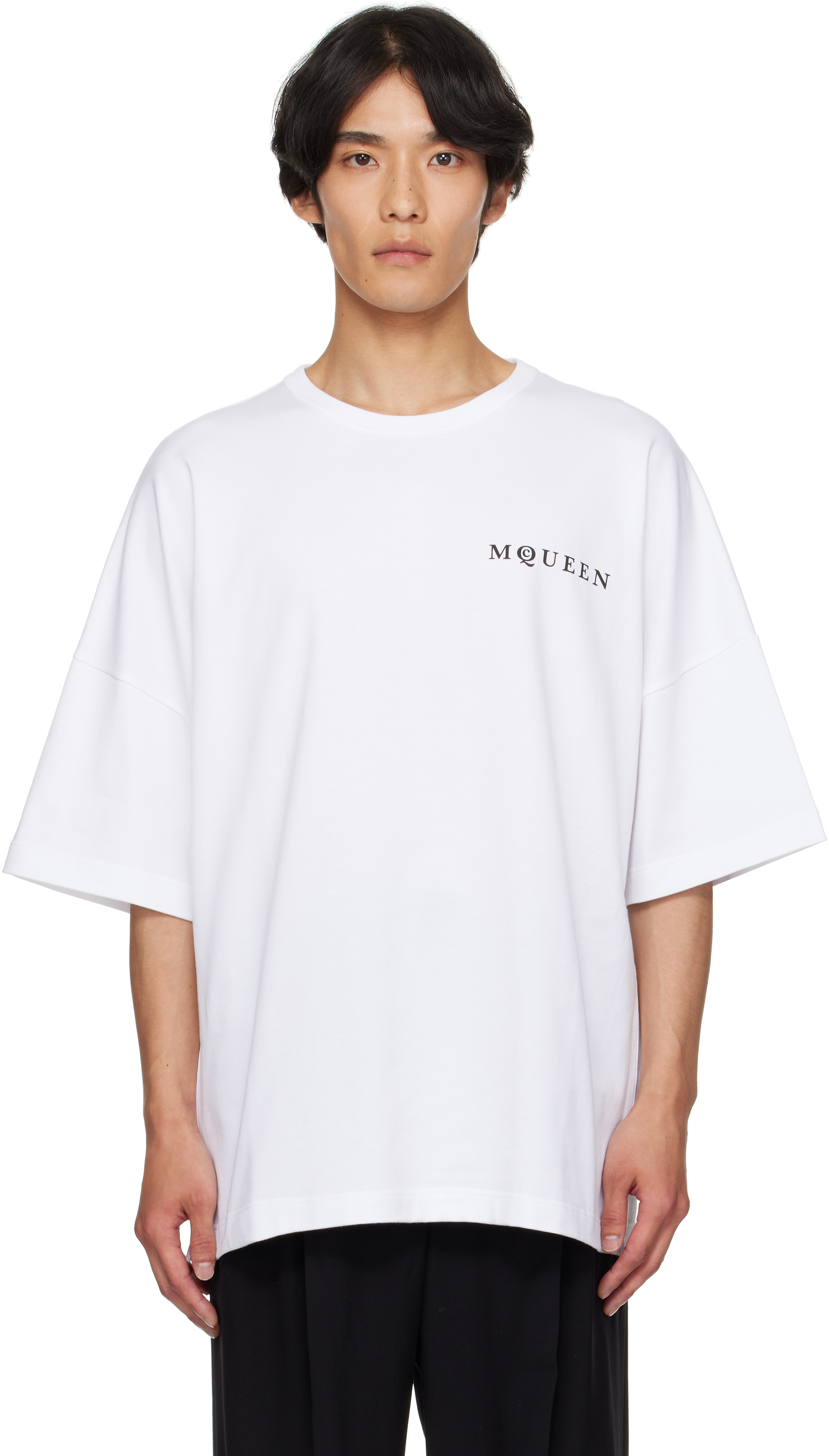 Alexander Mcqueen White Oversized T-shirt With Logo In White