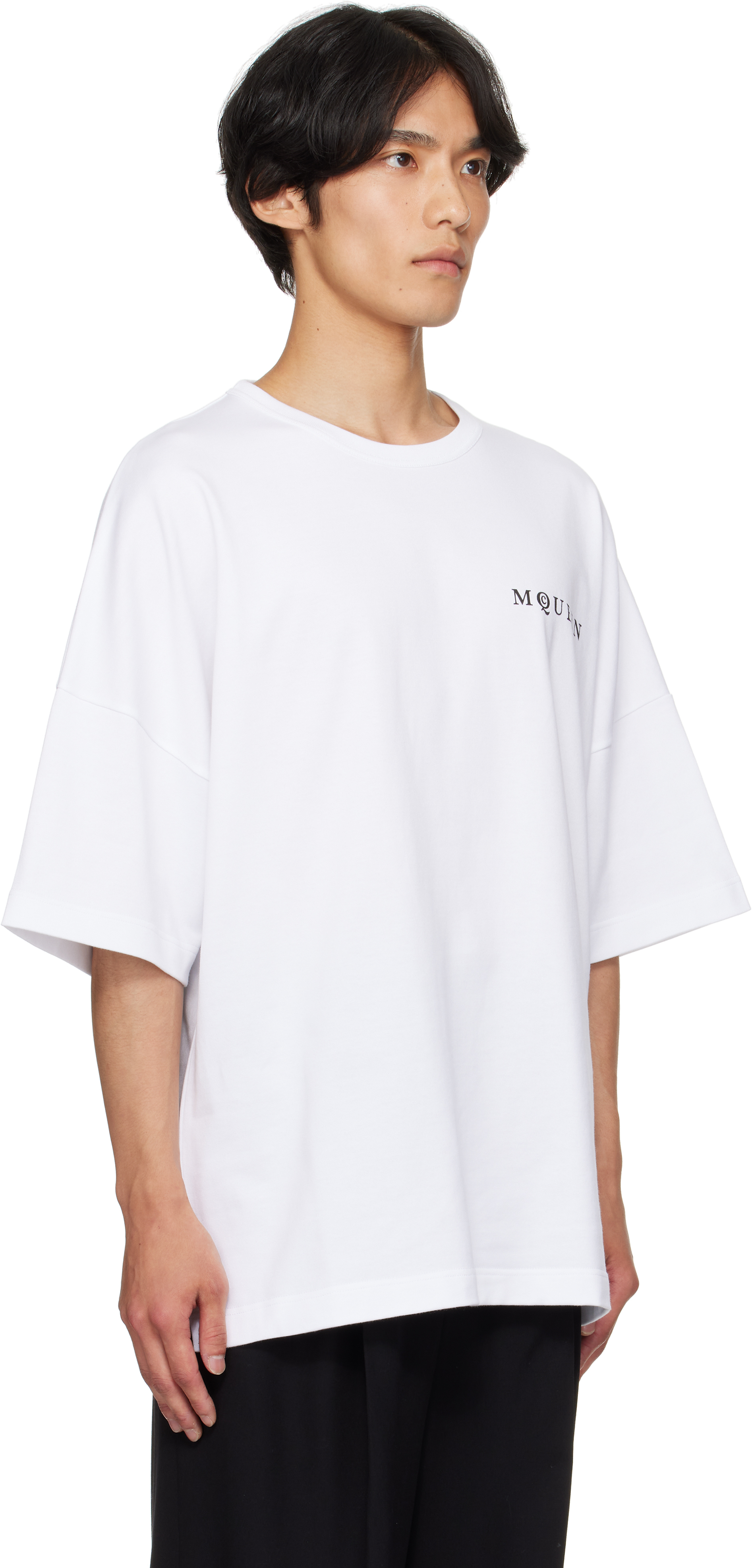 Alexander Mcqueen White Oversized T-shirt With Logo In White