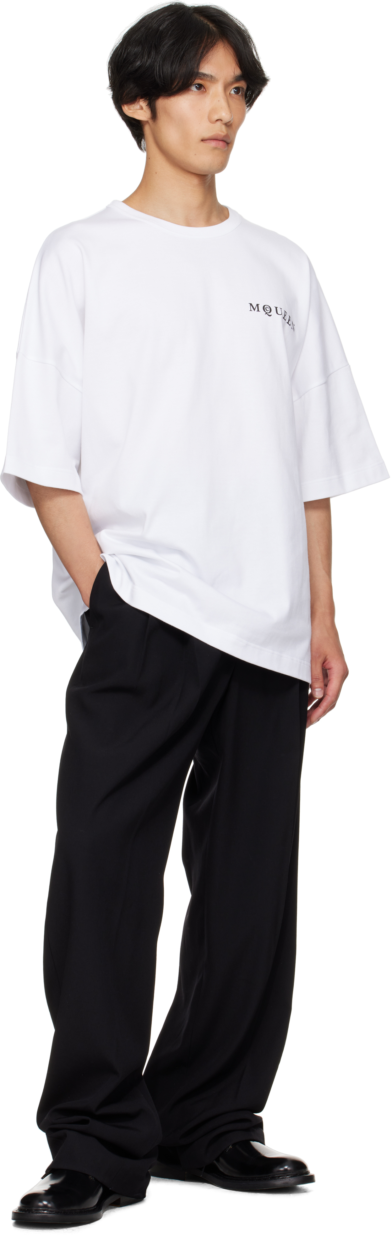 Alexander Mcqueen White Oversized T-shirt With Logo In White