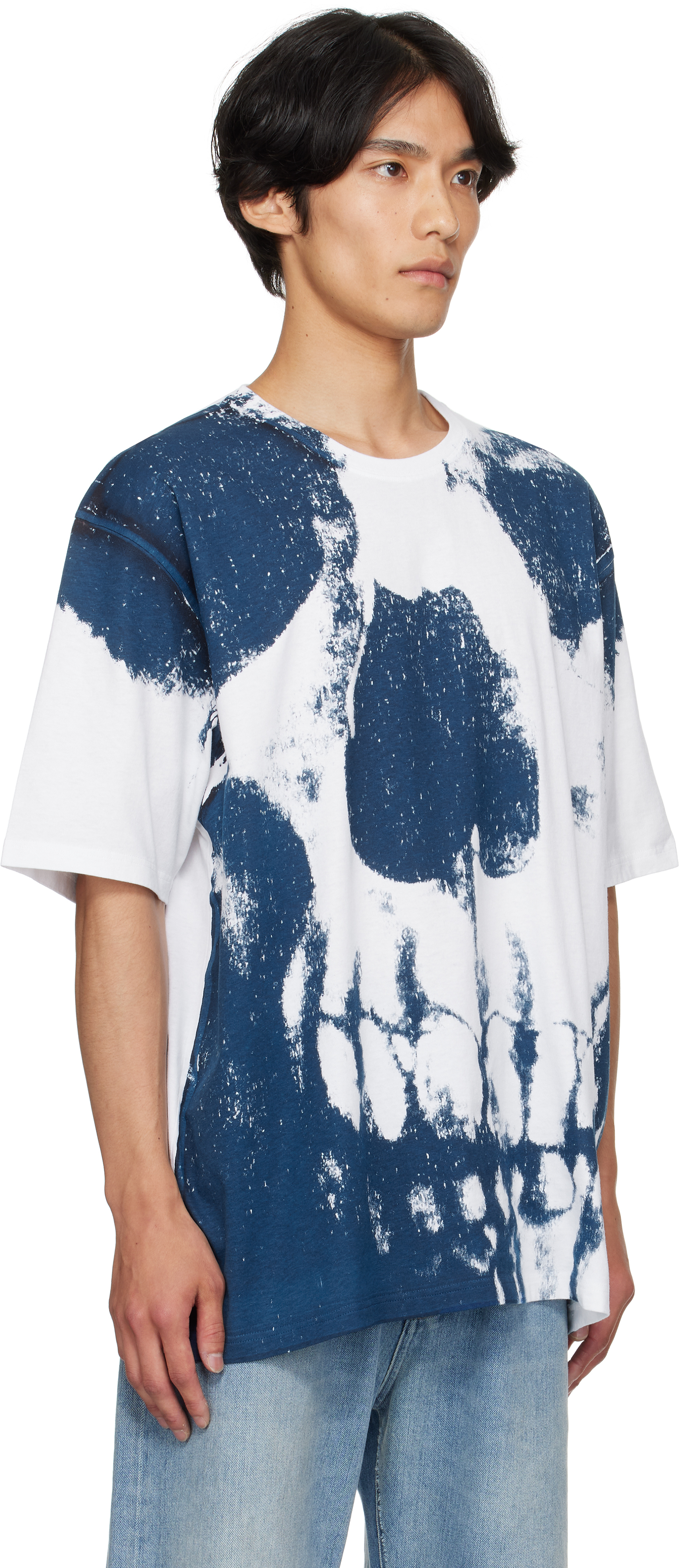 Alexander Mcqueen White & Blue Exploded Skull T-shirt