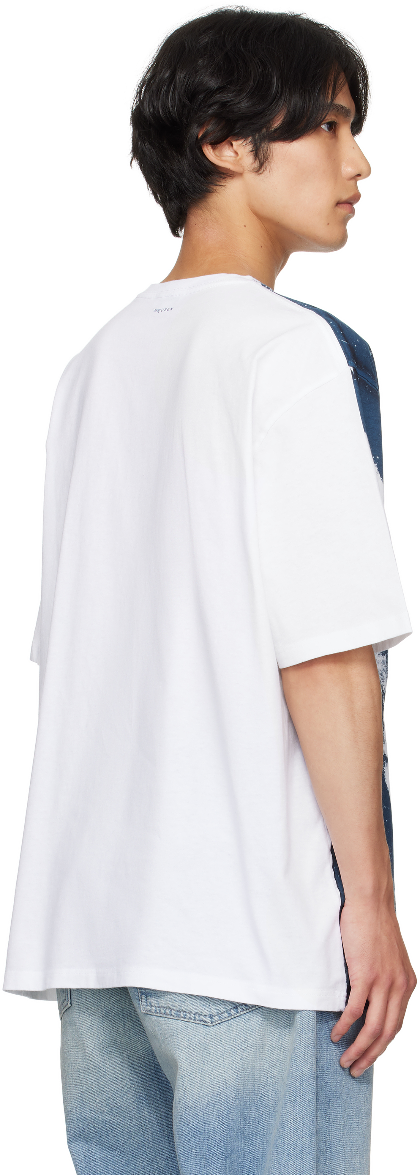 Alexander Mcqueen White & Blue Exploded Skull T-shirt