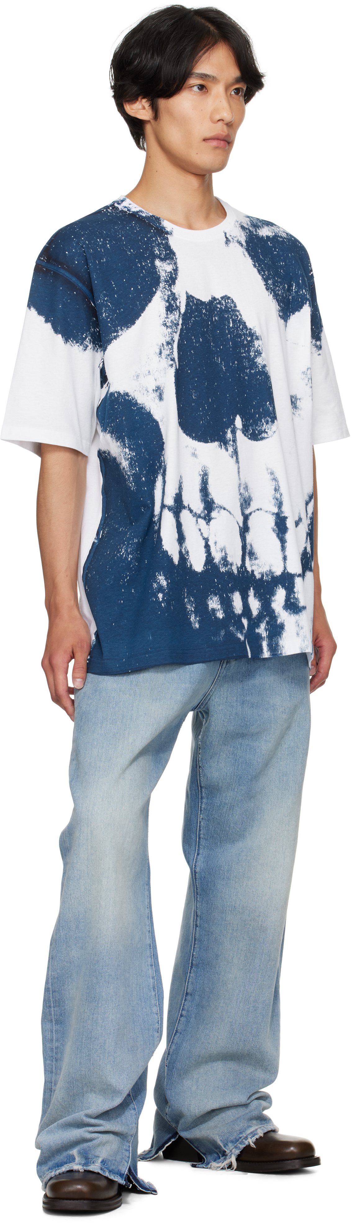 Alexander Mcqueen White & Blue Exploded Skull T-shirt