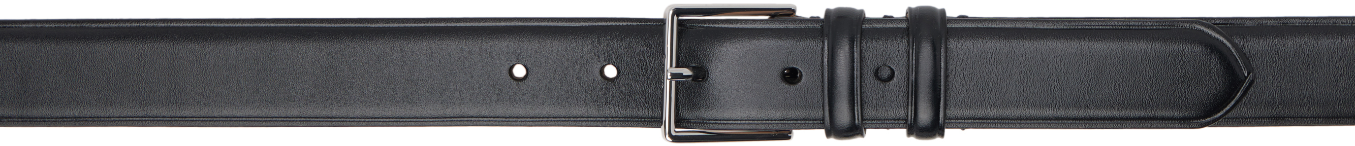 Black Leather Double Keeper Classic Suit Belt - Thumbnail 1