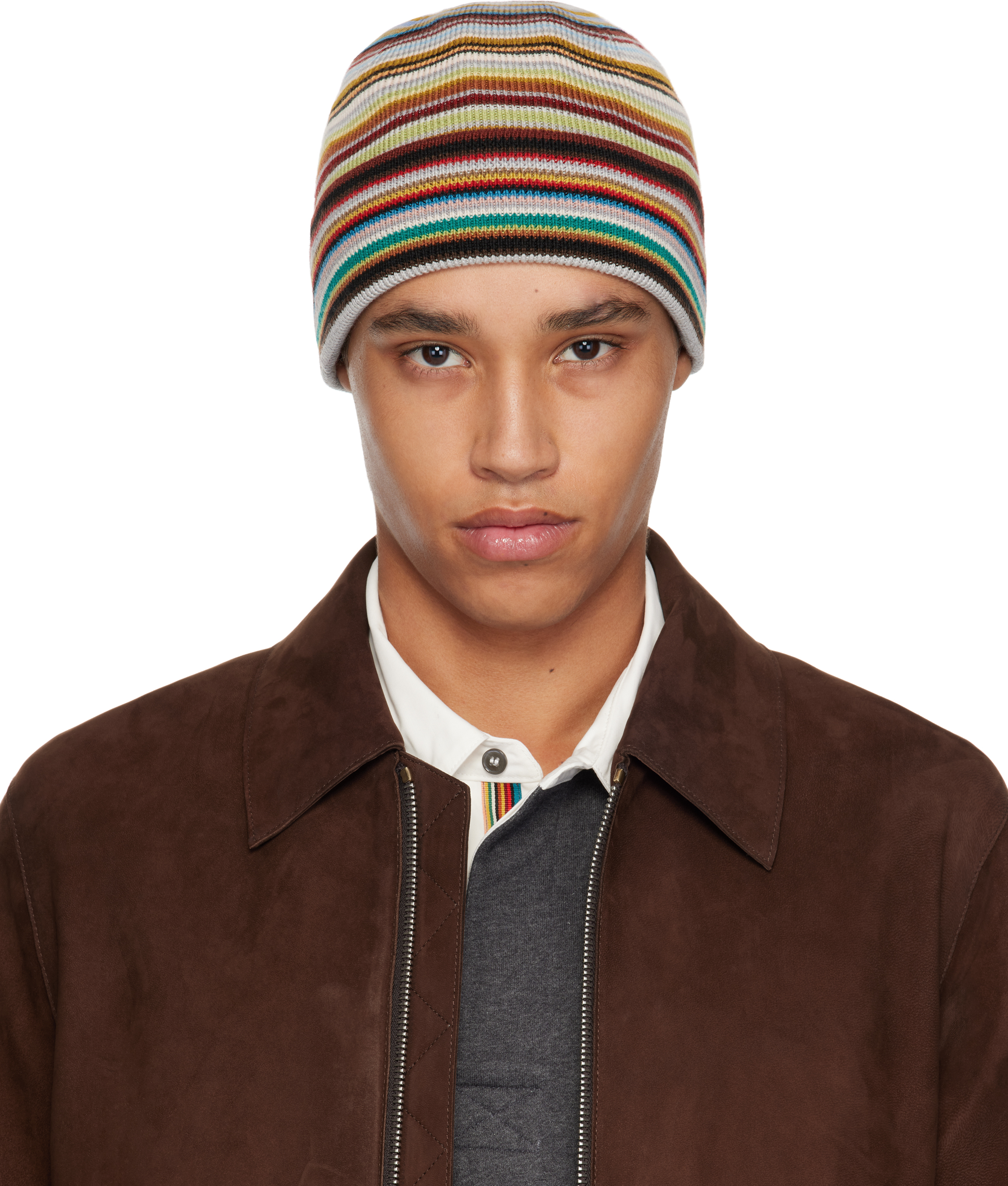 Multicolor 'Signature Stripe' Beanie by Paul Smith on Sale