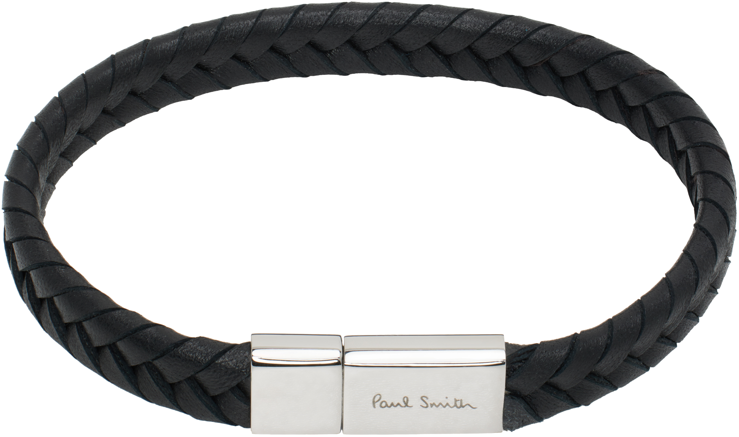 PAUL SMITH ブラック ブレイドレザー ブレスレット Paul Smithのブラック ブレイドレザー ブレスレットがセール中