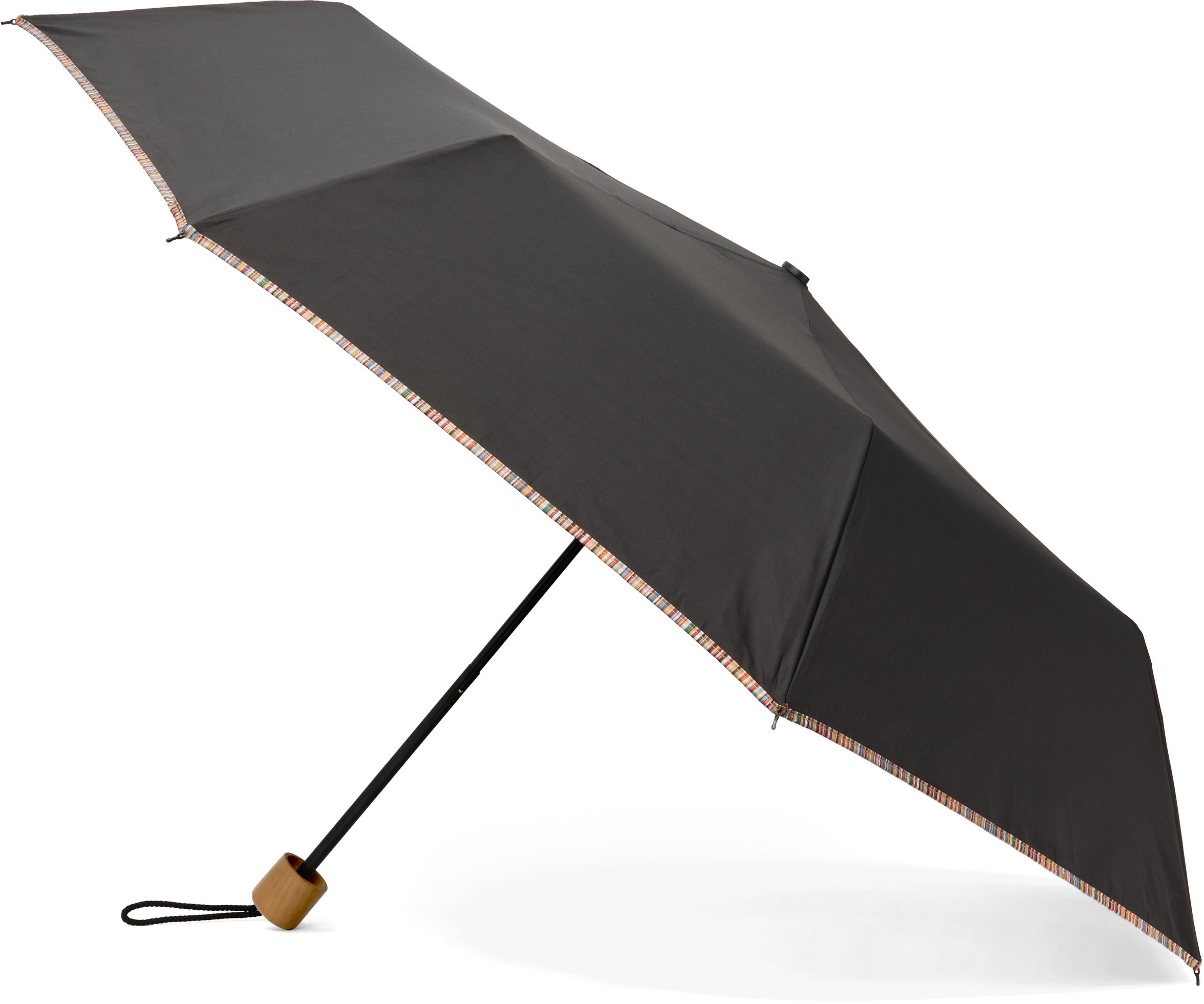 Paul Smith Black Telescopic Signature Stripe Umbrella In 92a Multicolour