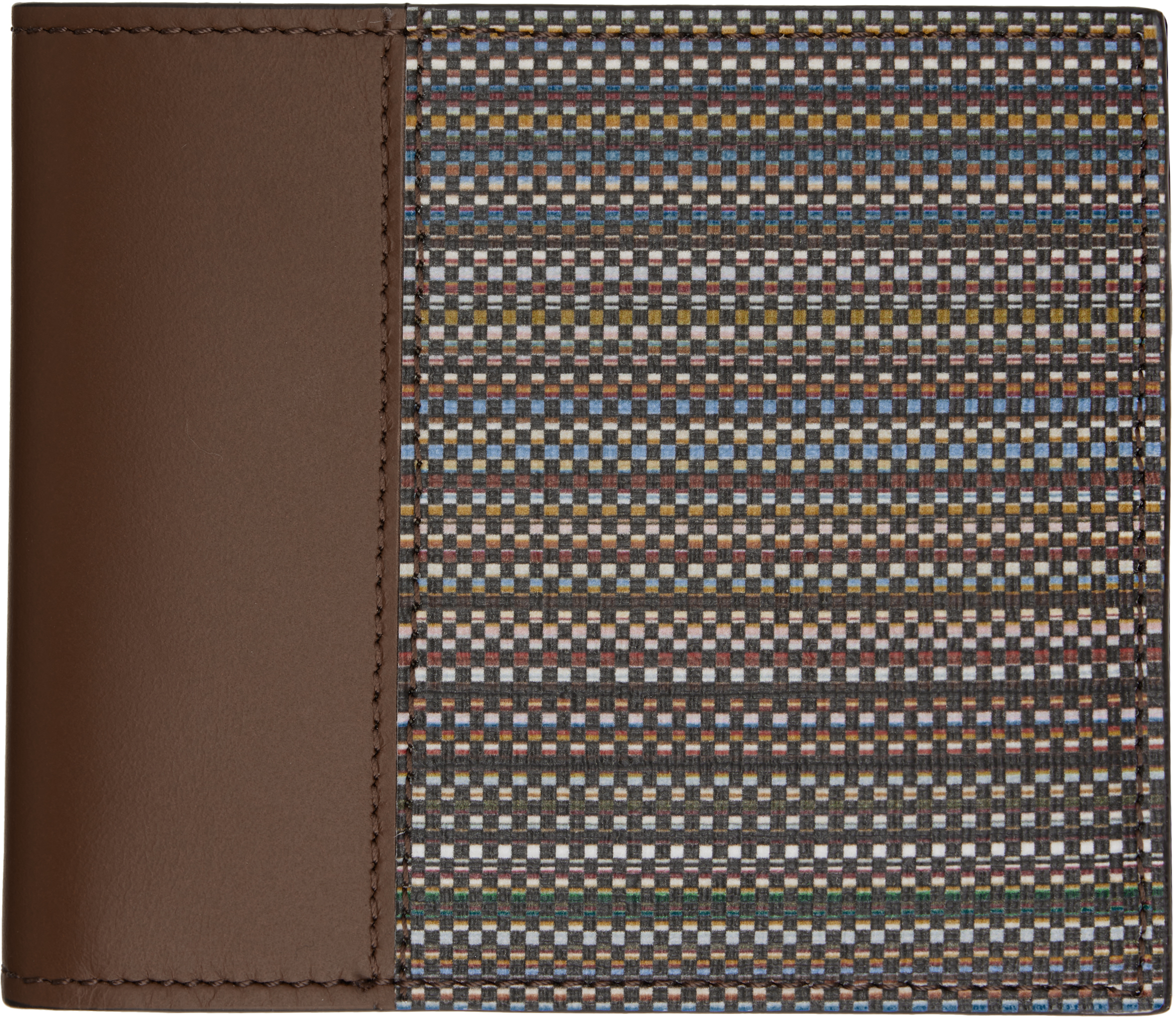 Brown Signature Stripe Coated Canvas Billfold & Coin Wallet