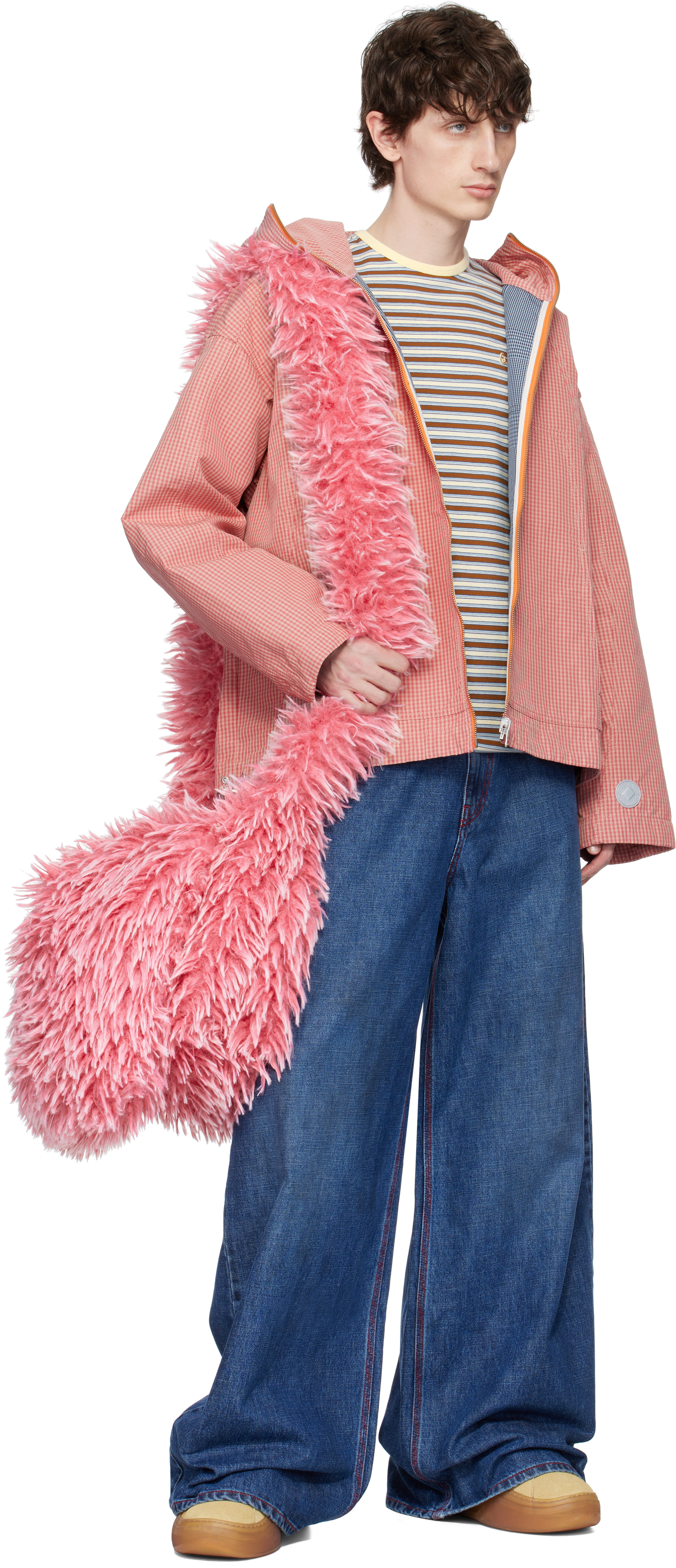 Erl Pink Faux-fur Messenger Bag In Pink