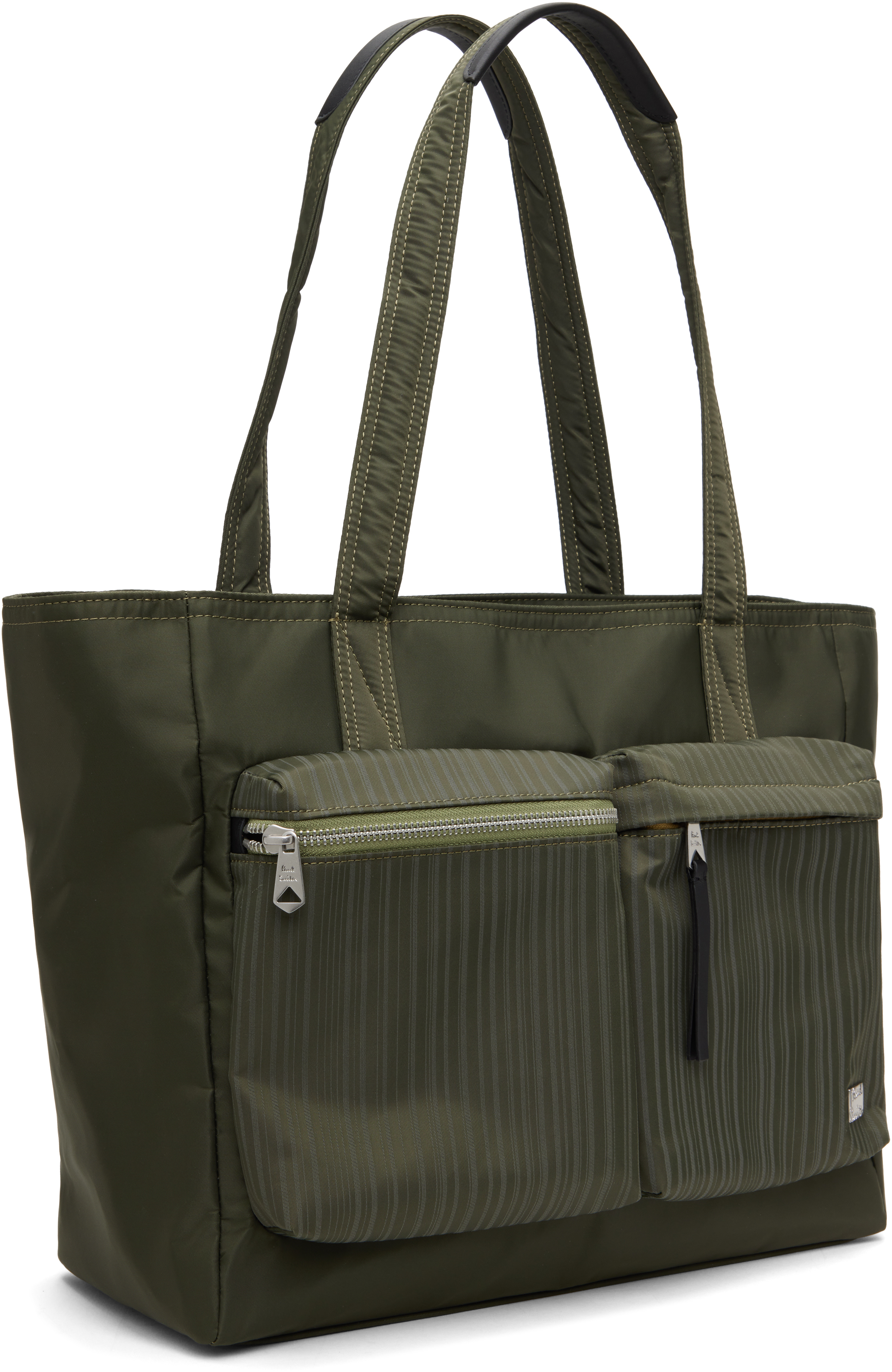 Paul Smith Green 'laser Stripe' Recycled-nylon Tote In 36 Green