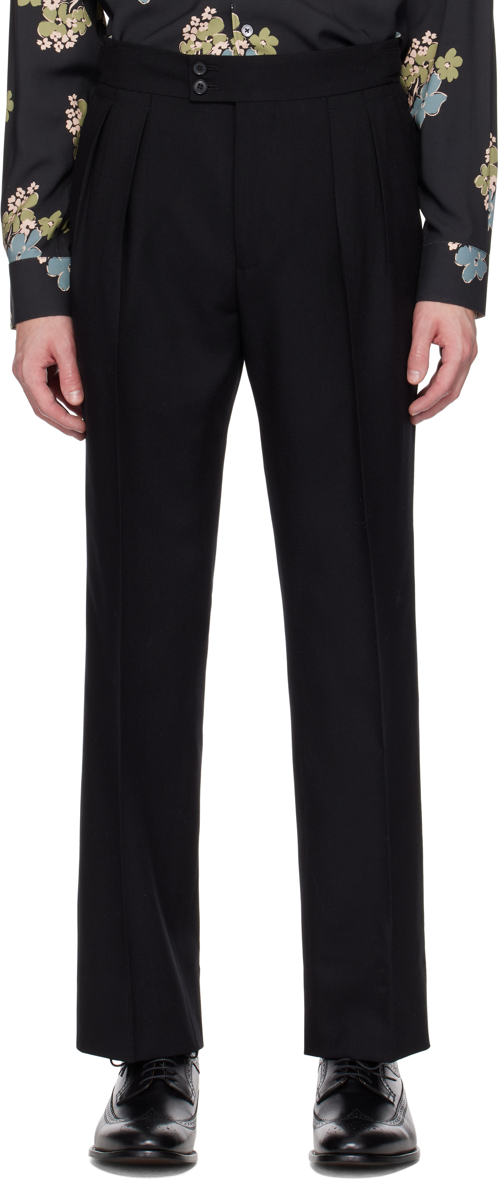 Black Two-Ply Hopsack Trousers