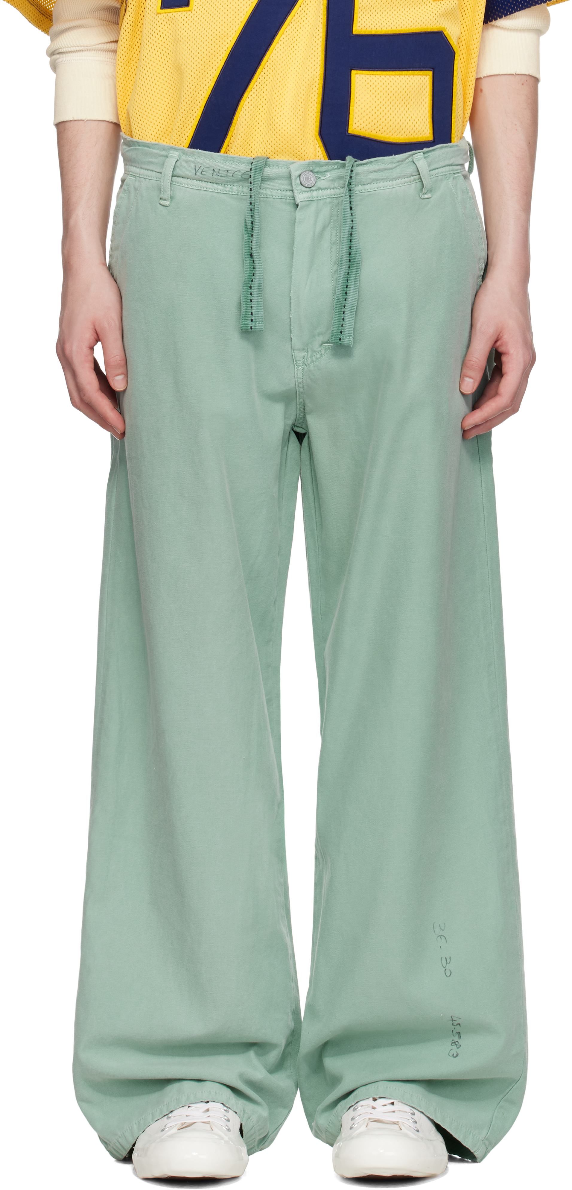 Green Distressed Chino Woven Trousers