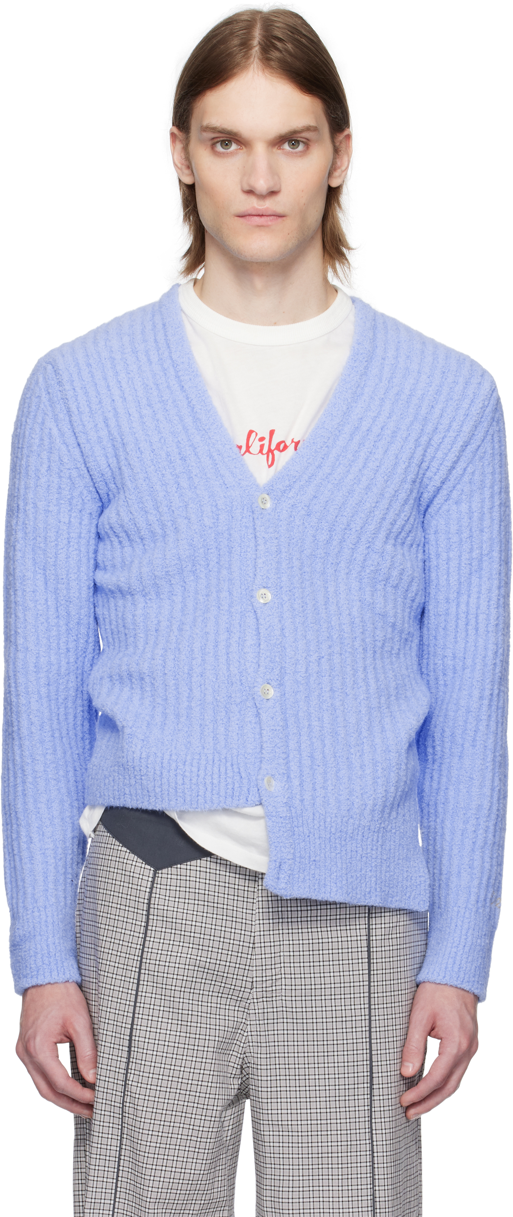 Blue Cozy Asymmetric Cardigan by ERL on Sale