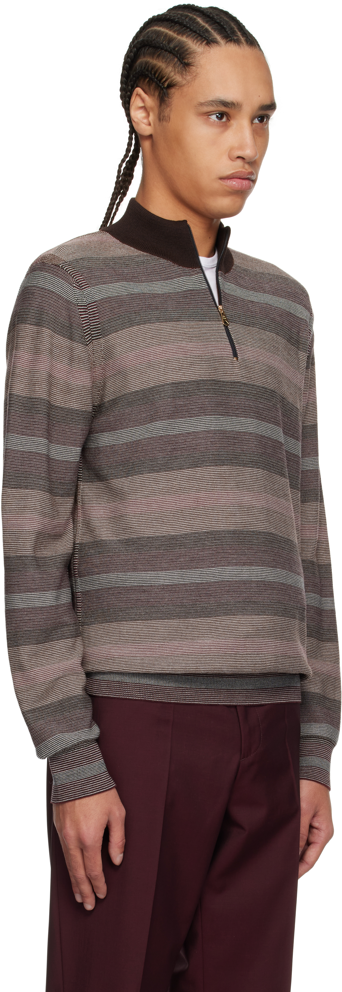 Shop Paul Smith Brown Hazy Stripe Zip Sweater In 92 Multicolour