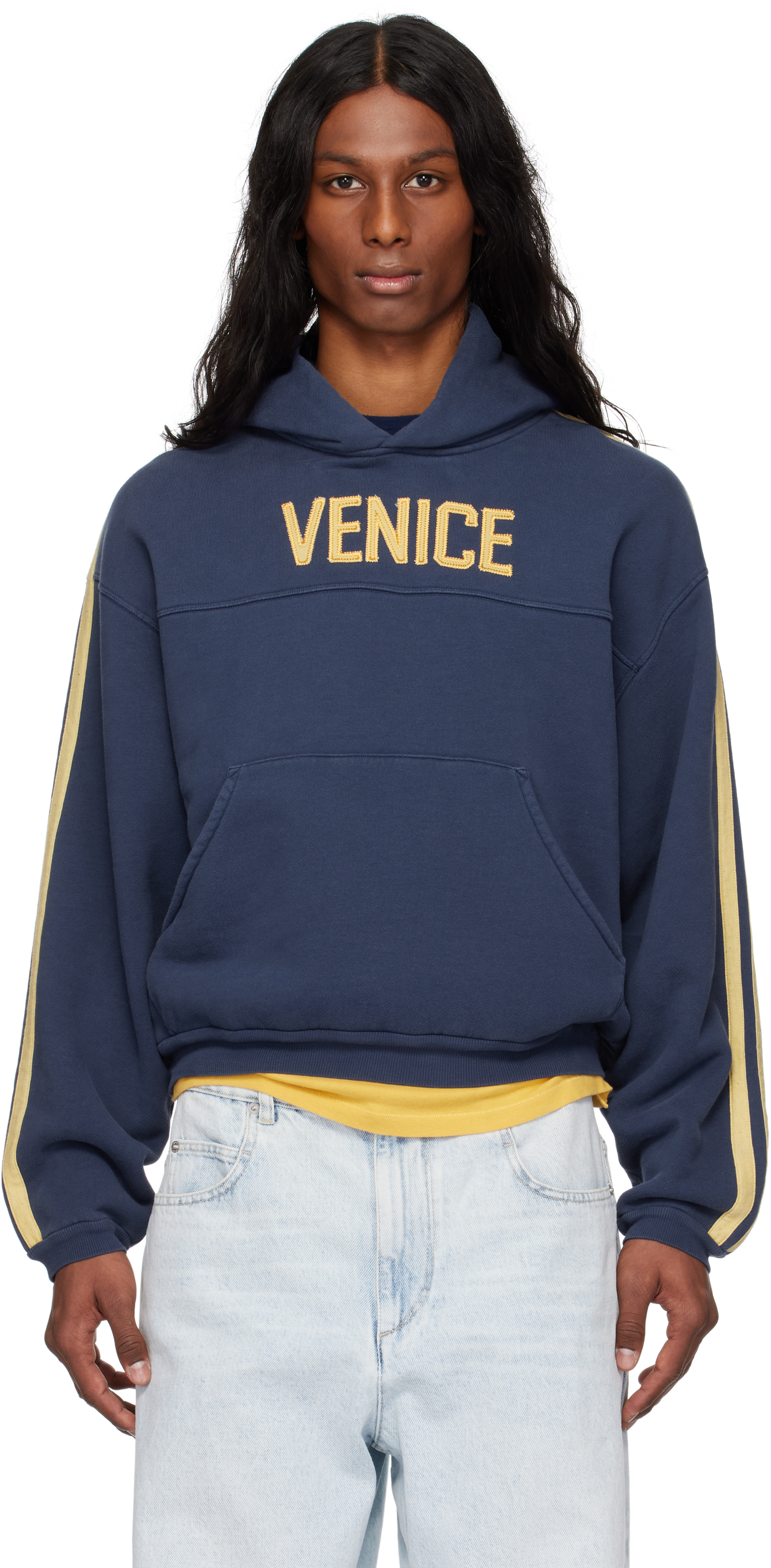 Navy 'Venice' Football Pull Over Hoodie