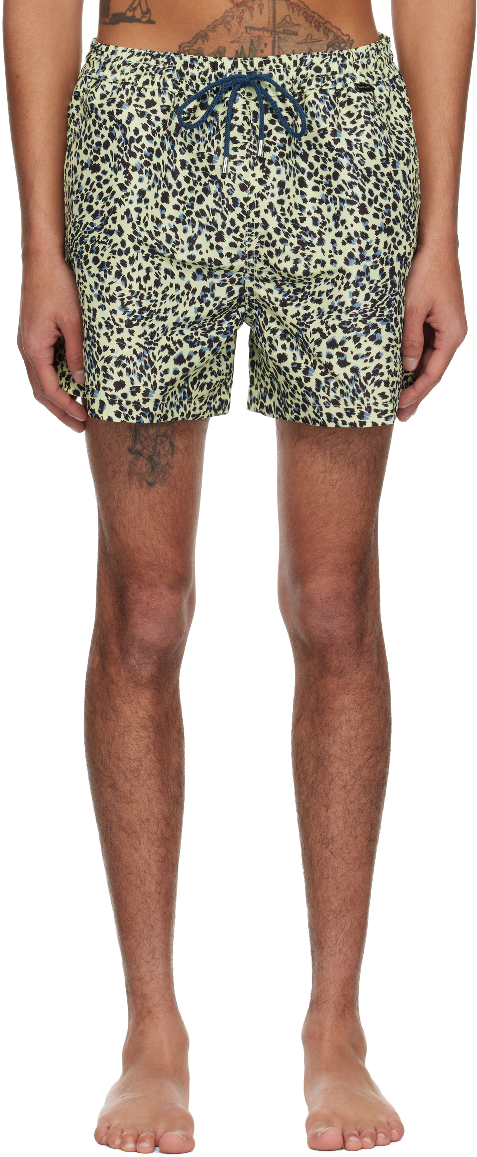 Yellow Leopard Print Swim Shorts