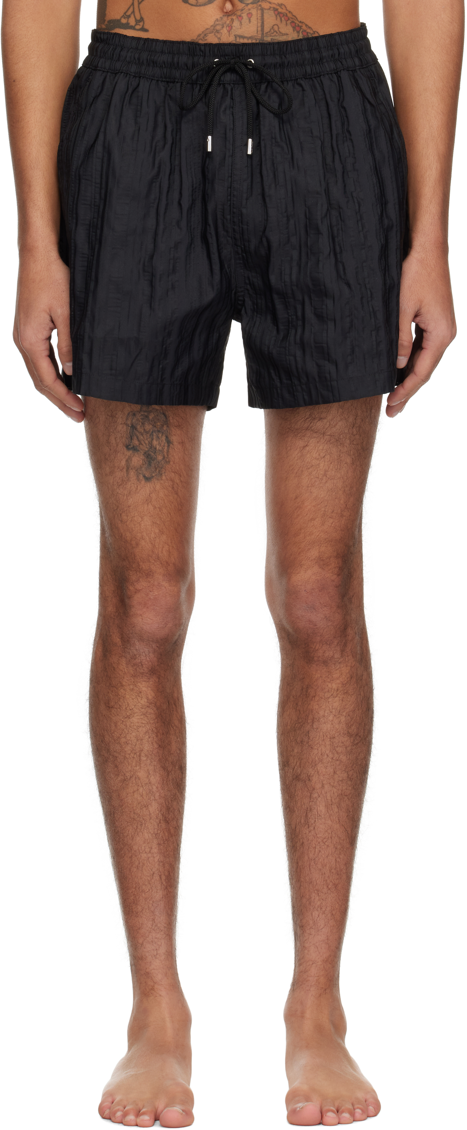 Black Shadow Stripe Swim Shorts