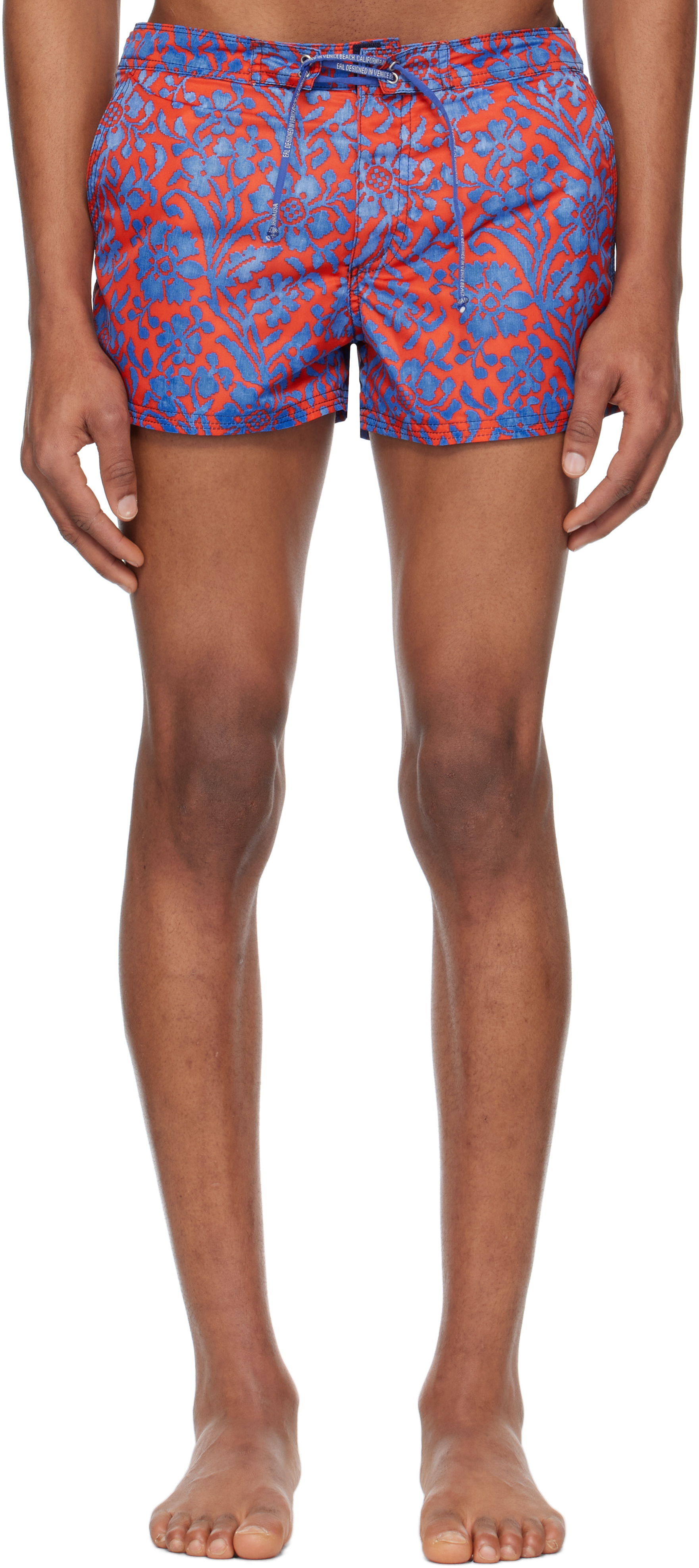 Orange 
Blue Printed Nylon Swim Shorts