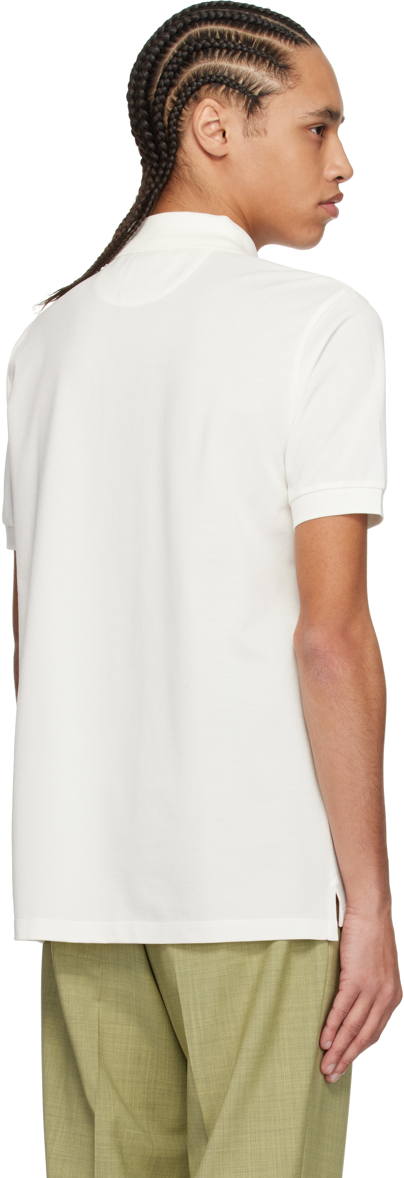 Paul Smith Off-white Artist Stripe Placket Polo In 1 White