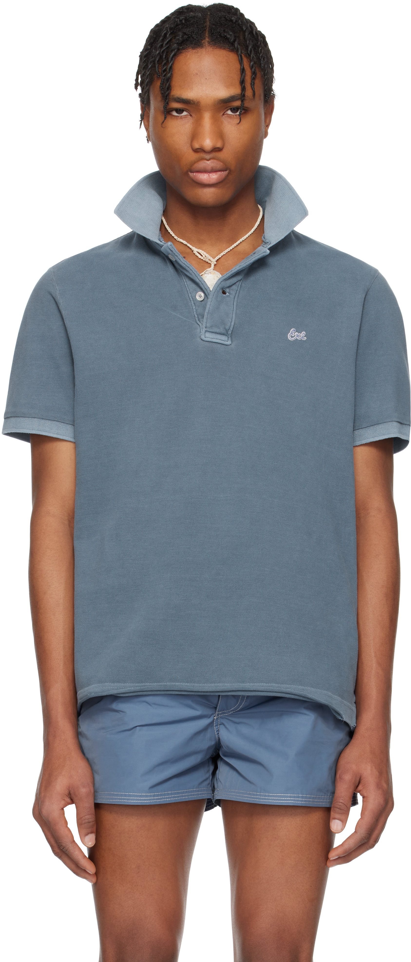 Blue 'ERL' Polo by ERL on Sale