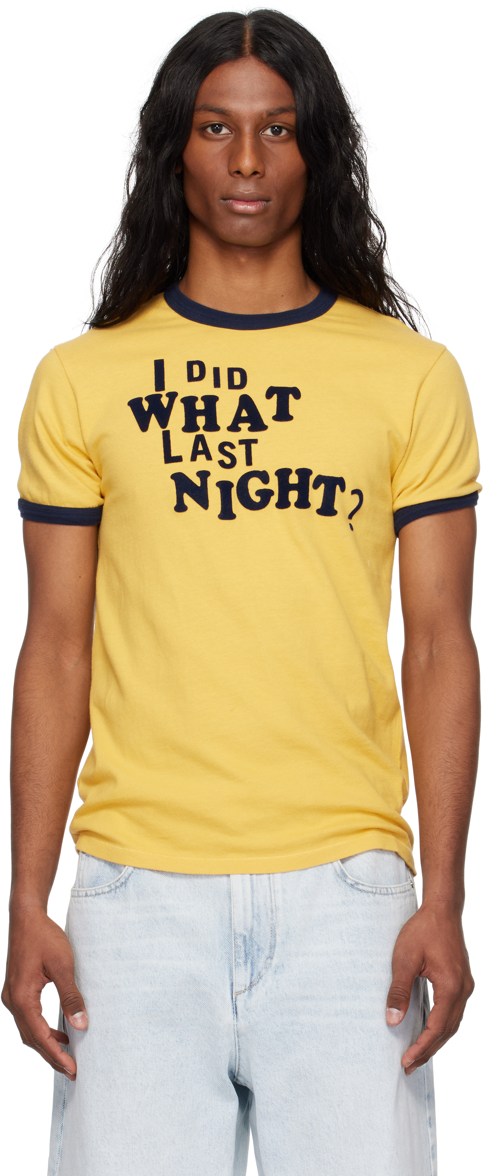 Yellow 'I Did What Last Night' Ringer T-shirt