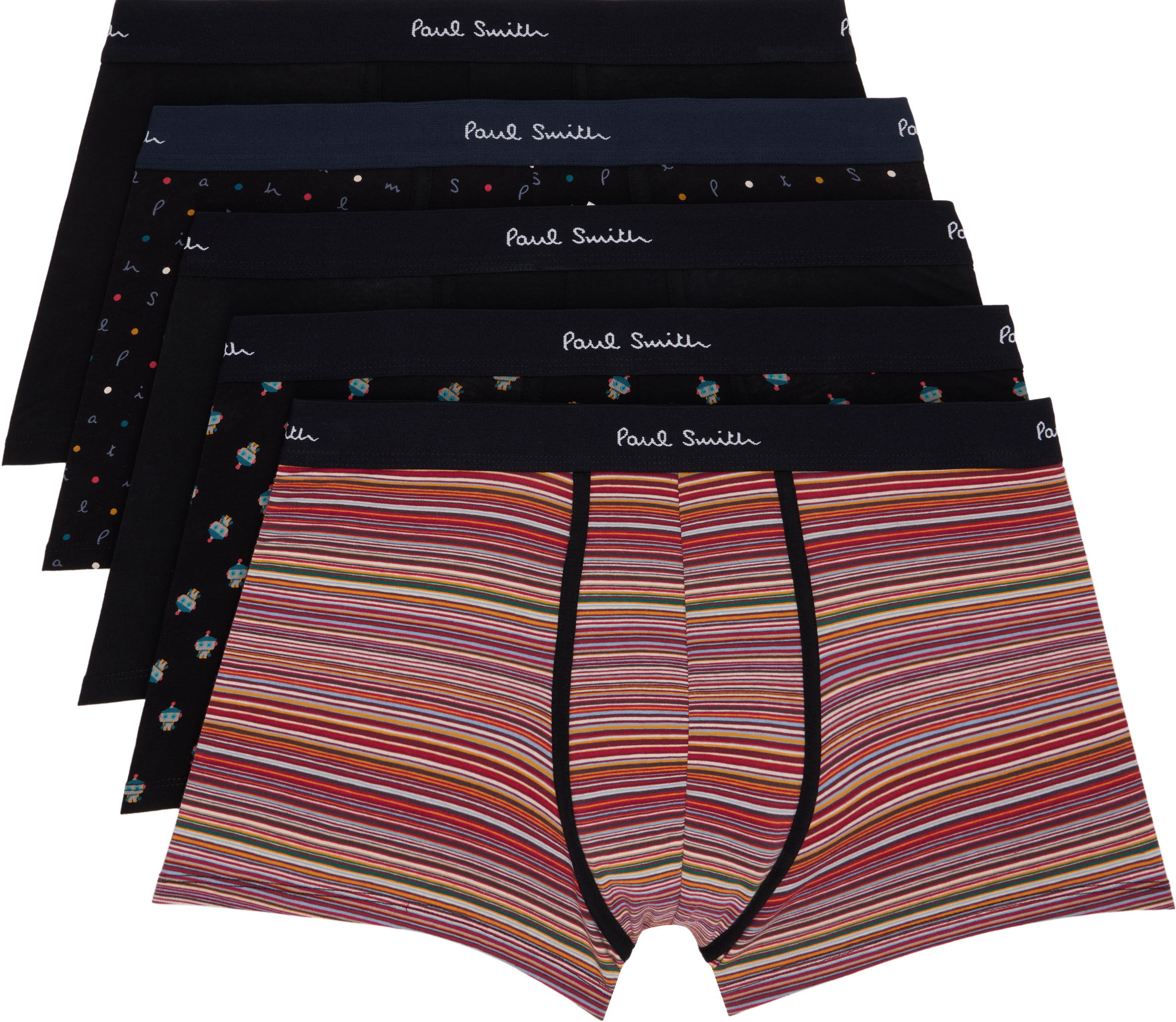 Five-Pack Multicolor Mixed Signature Stripe 
Pattern Boxer Briefs