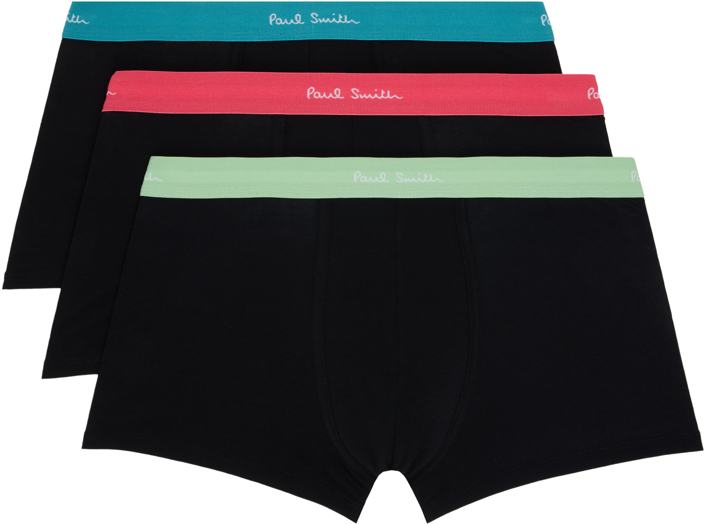 Three-Pack Black Contrast-Waist Boxer Briefs