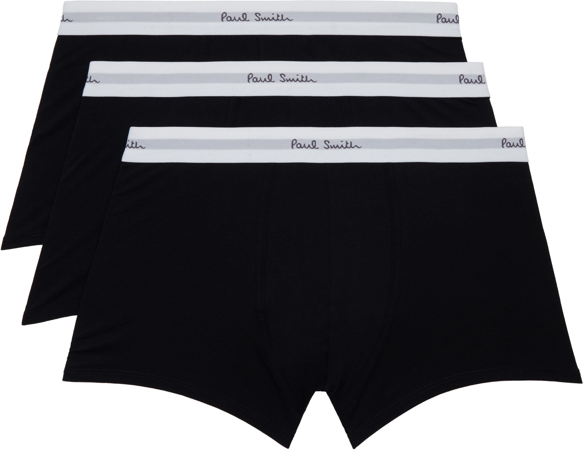 Three-Pack Black 
White Logo-Woven Boxer Briefs