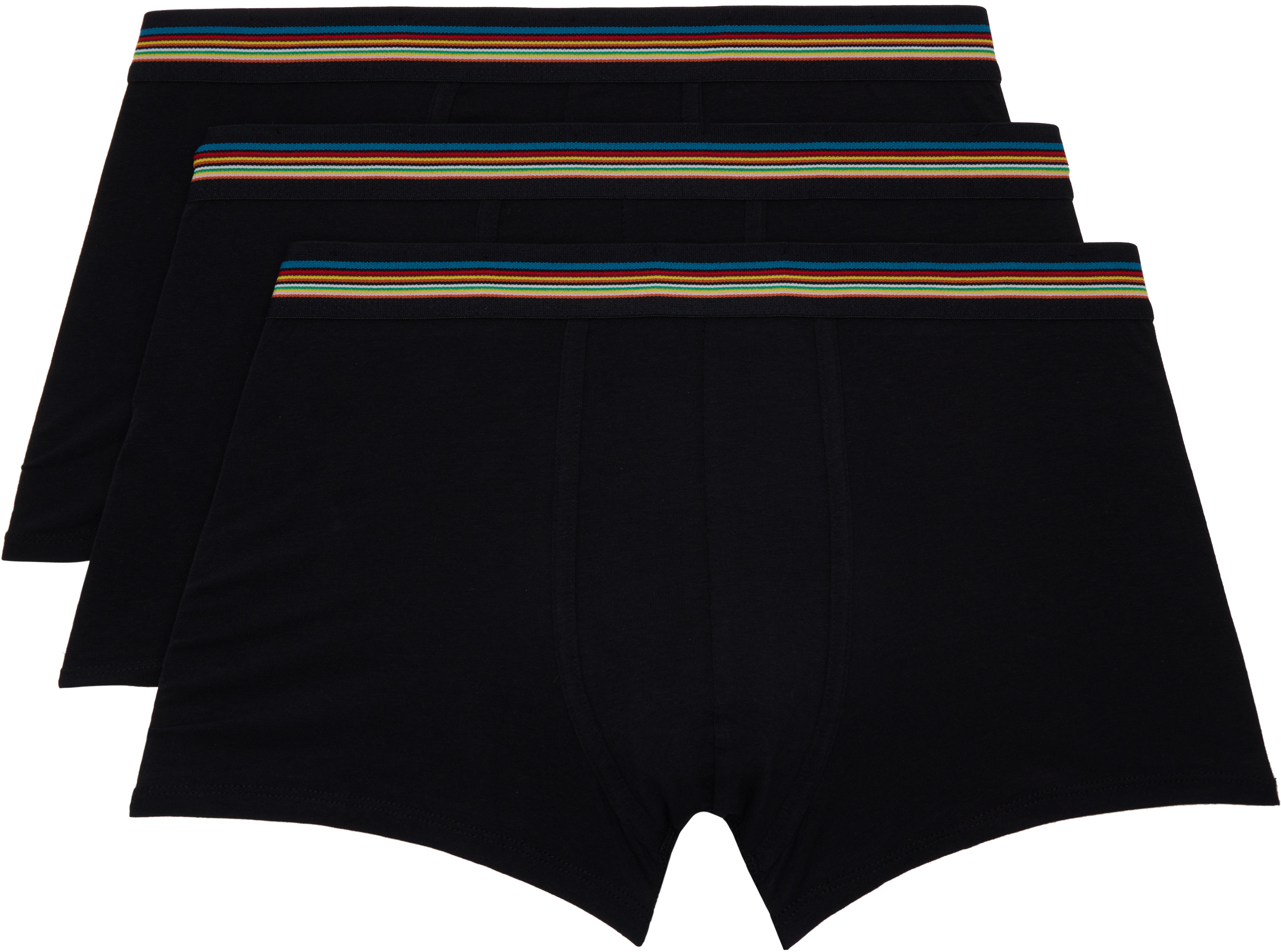 Three-Pack Black Artist Stripe Boxer Briefs