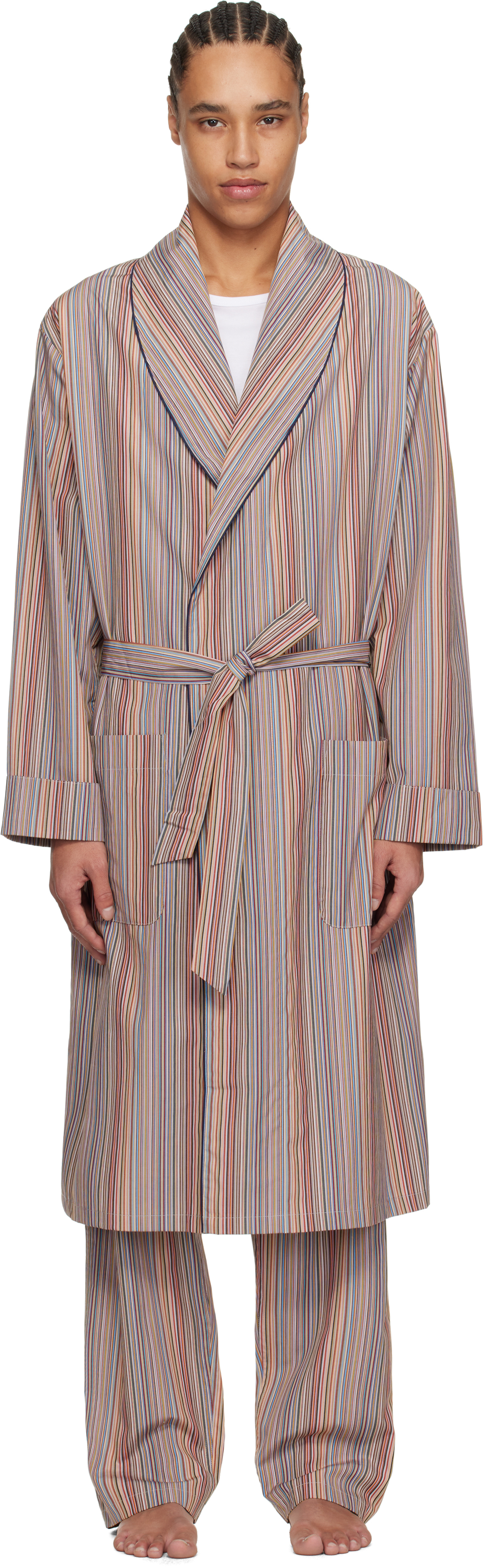 Paul Smith Multicolor Signature Stripe Robe In 92 Multicolour