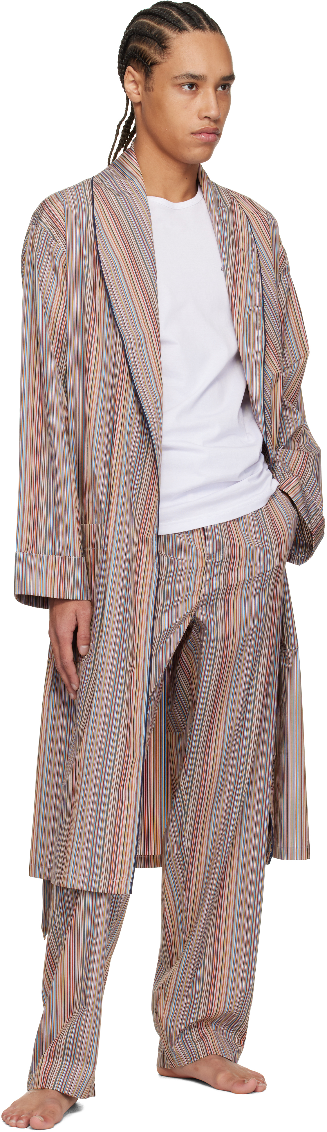 Paul Smith Multicolor Signature Stripe Robe In 92 Multicolour
