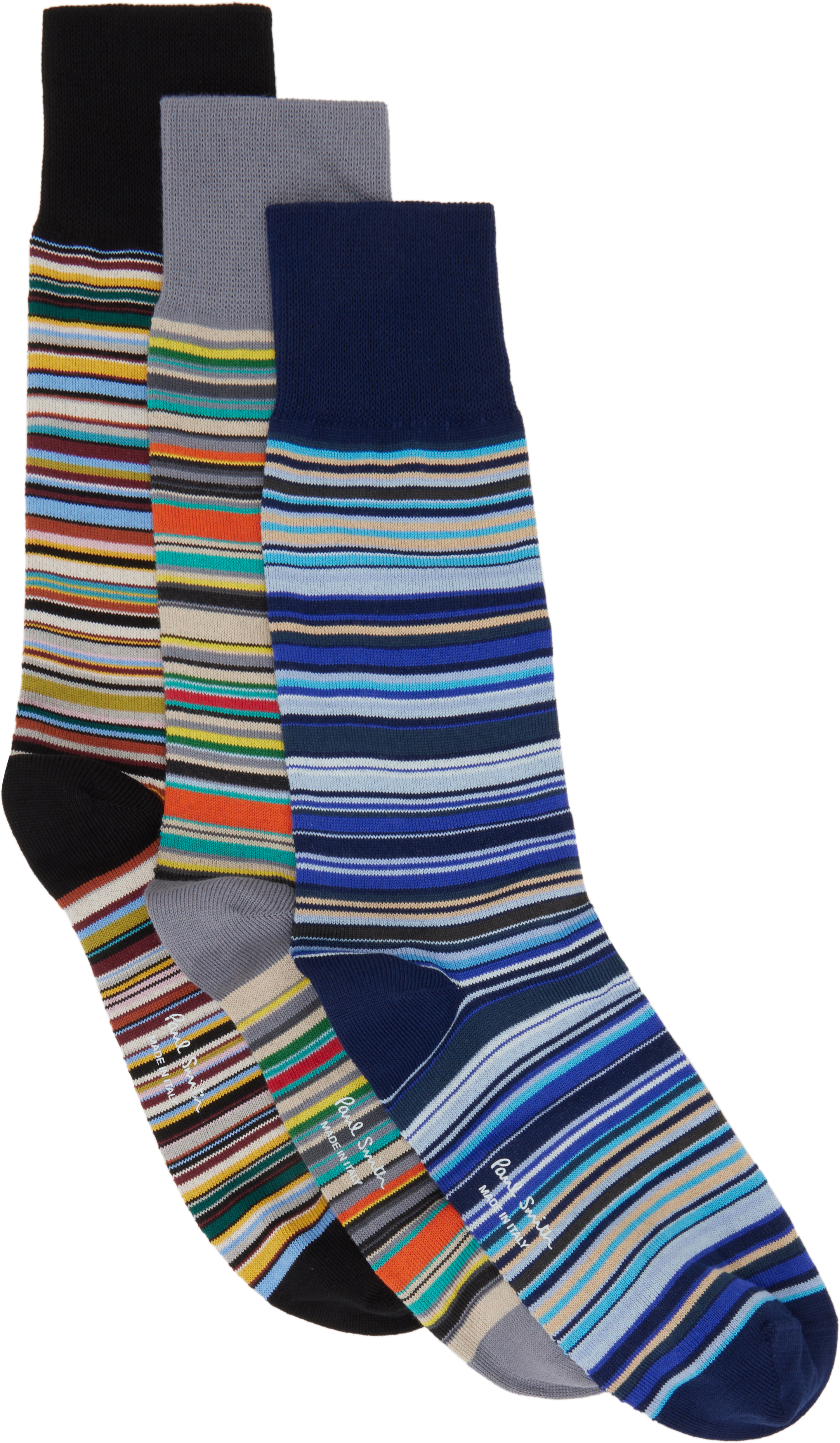 Three-Pack Multicolor Signature Stripe Socks