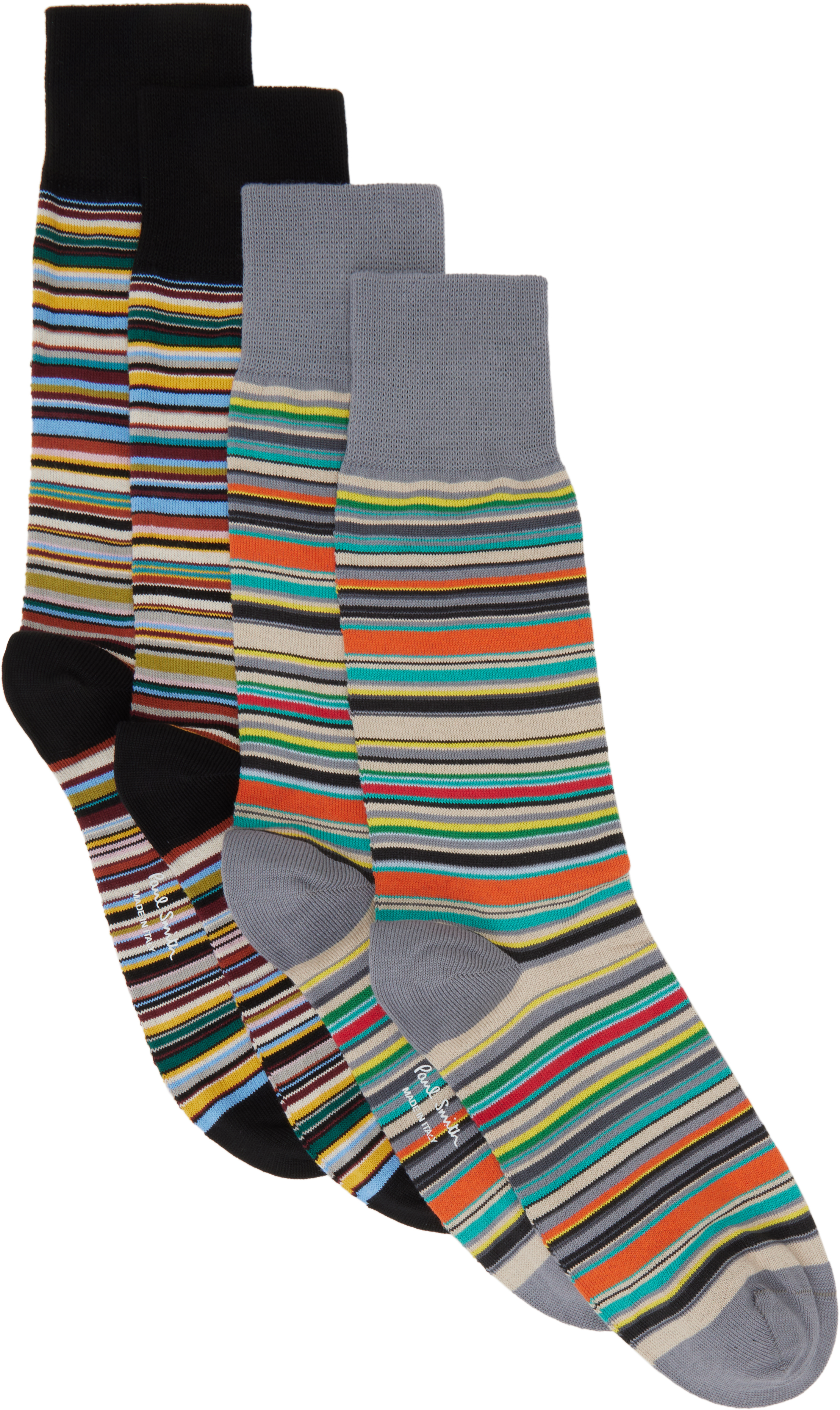 Two-Pack Gray & Black Signature Stripe Socks