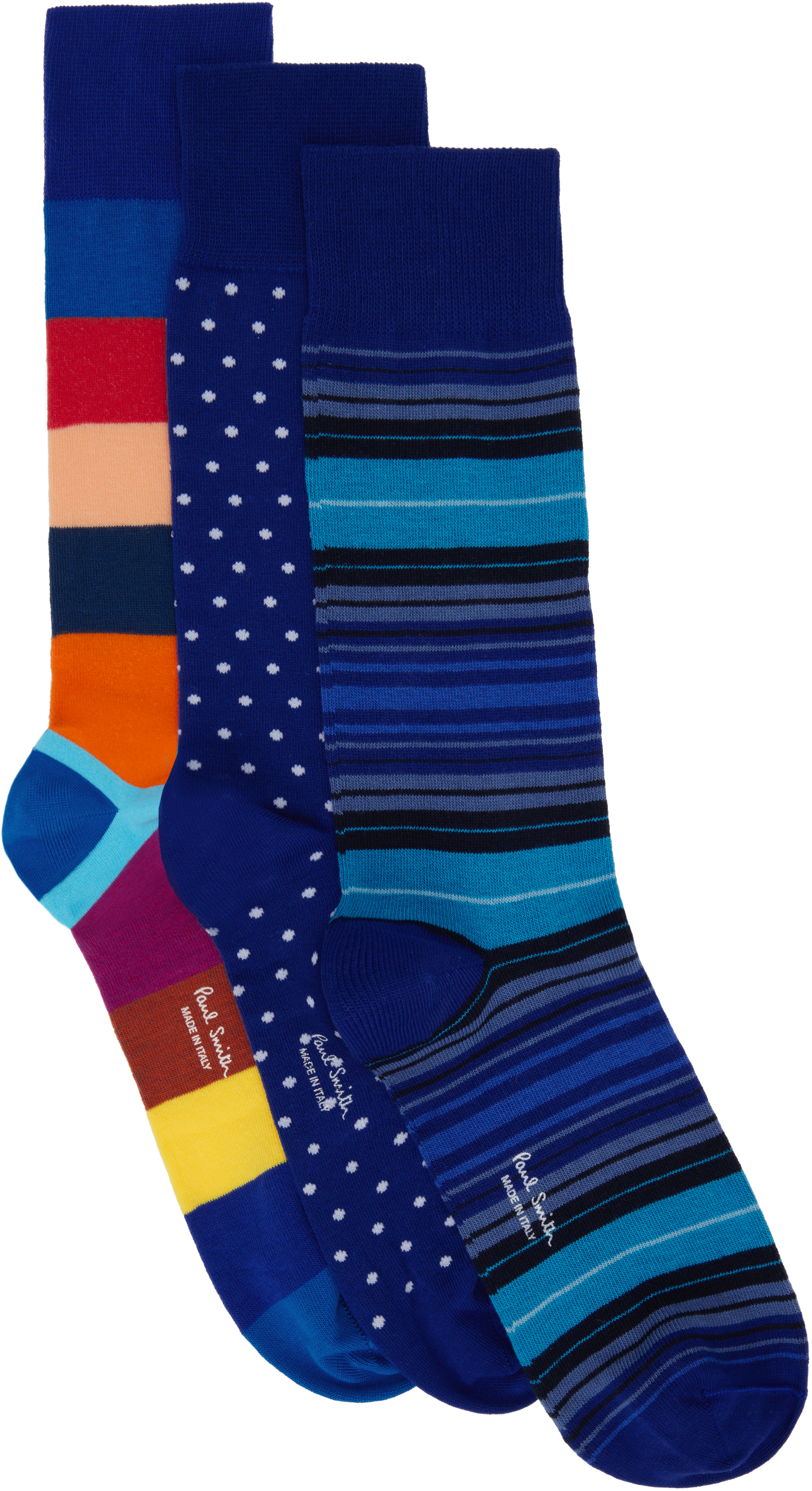 PAUL SMITH THREE-PACK MULTICOLOR COTTON SOCKS