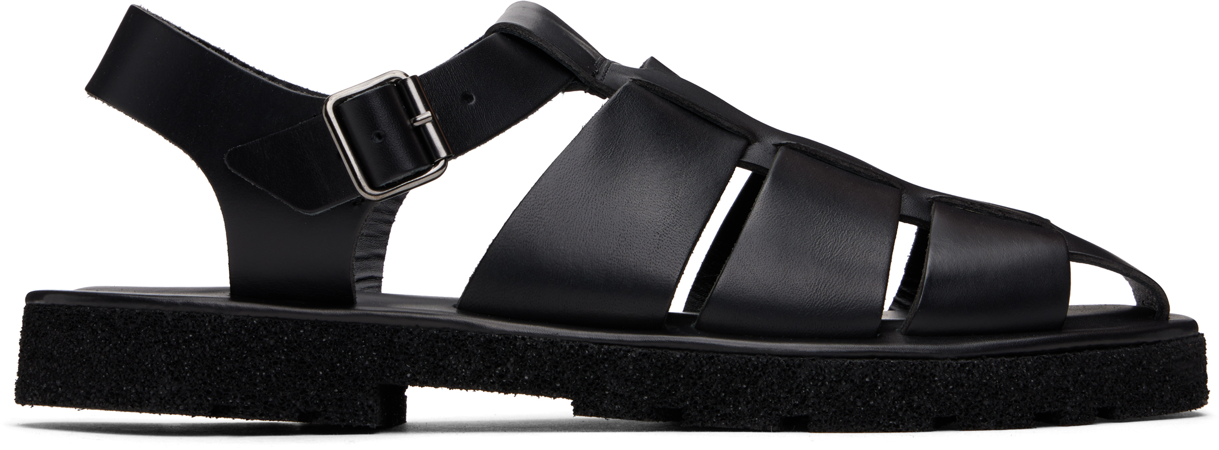 Black Leather Sandoval Fisherman Sandals