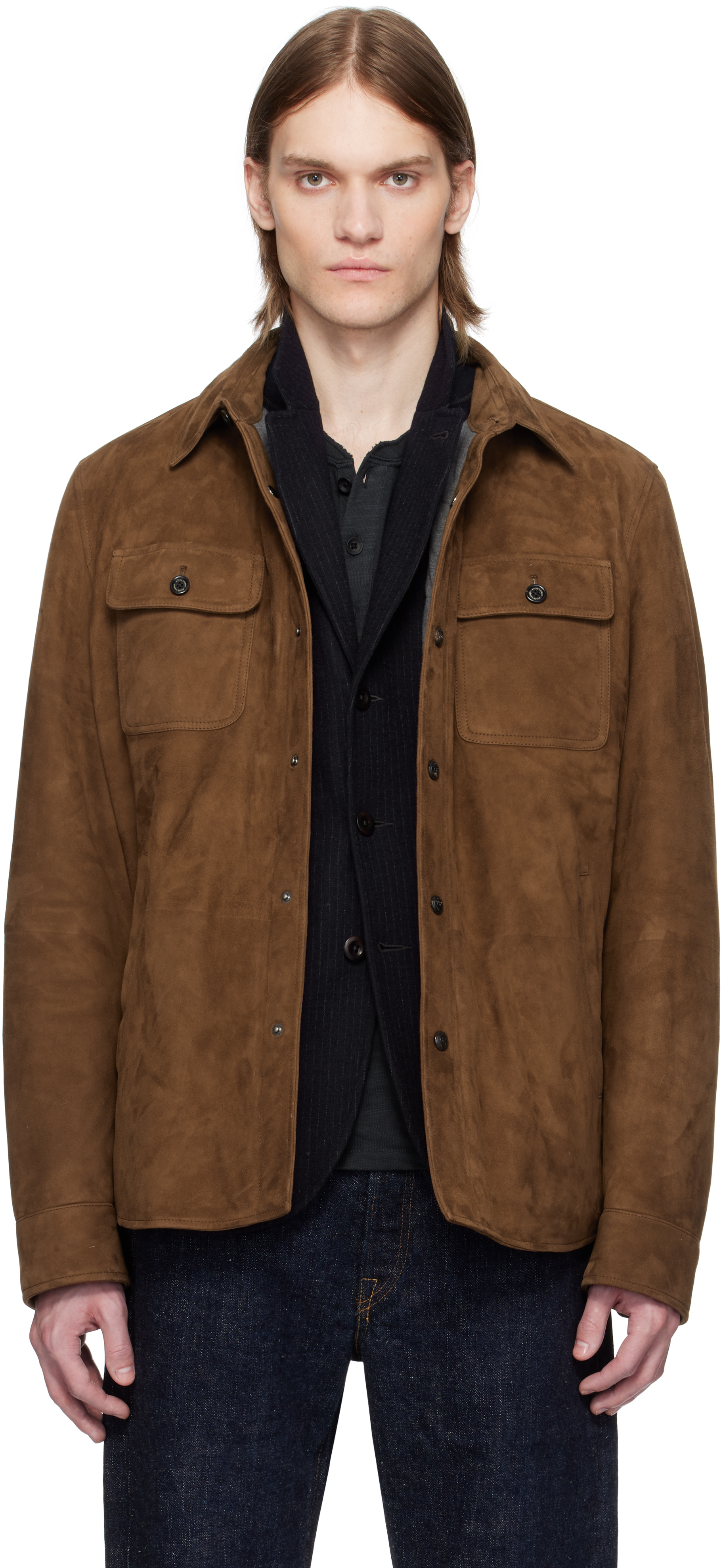 Brown Gardner Suede Down Overshirt