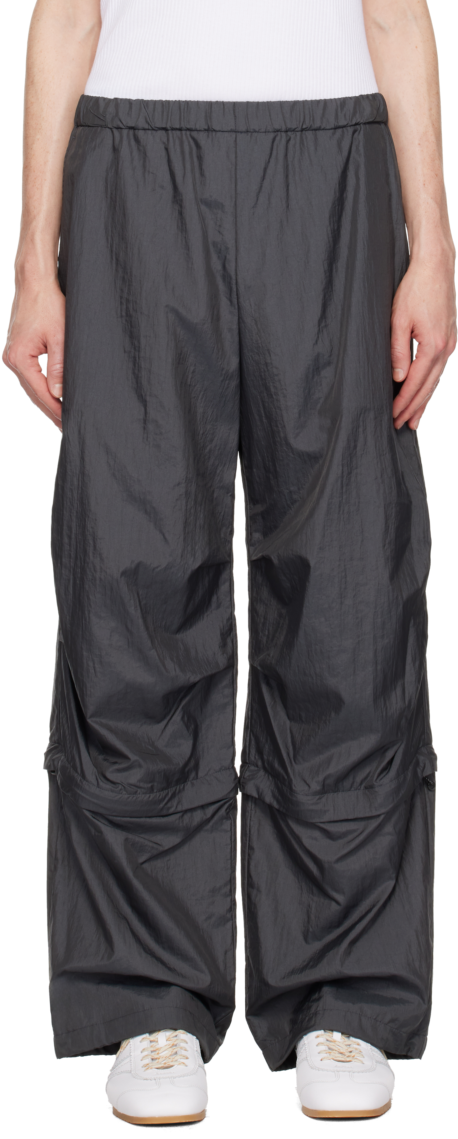 Gray Washed Nylon Separate Track Pants