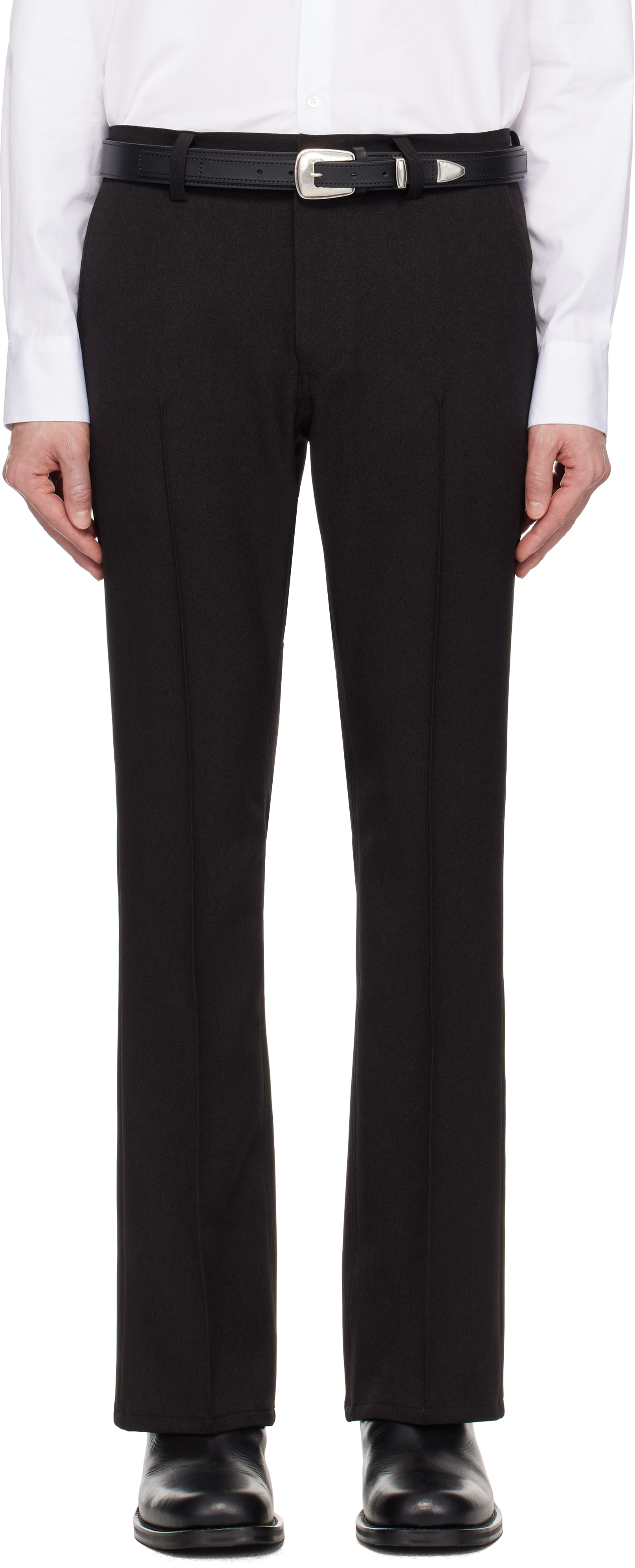 Black Stretch Flare Trousers