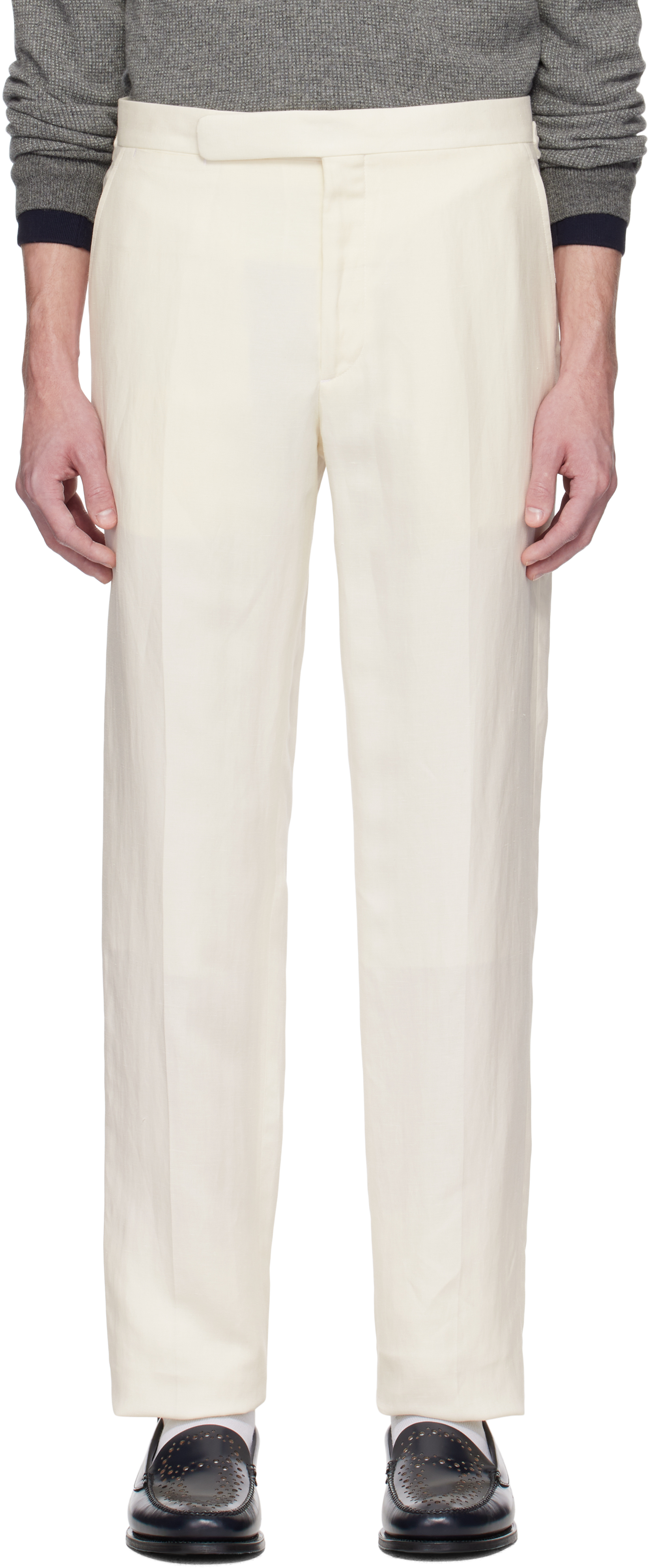 Off-White Gregory Hand-Tailored Silk-Linen Trousers